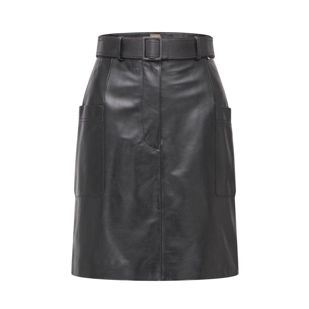 Black - Boss - Semita Leather Skirt
