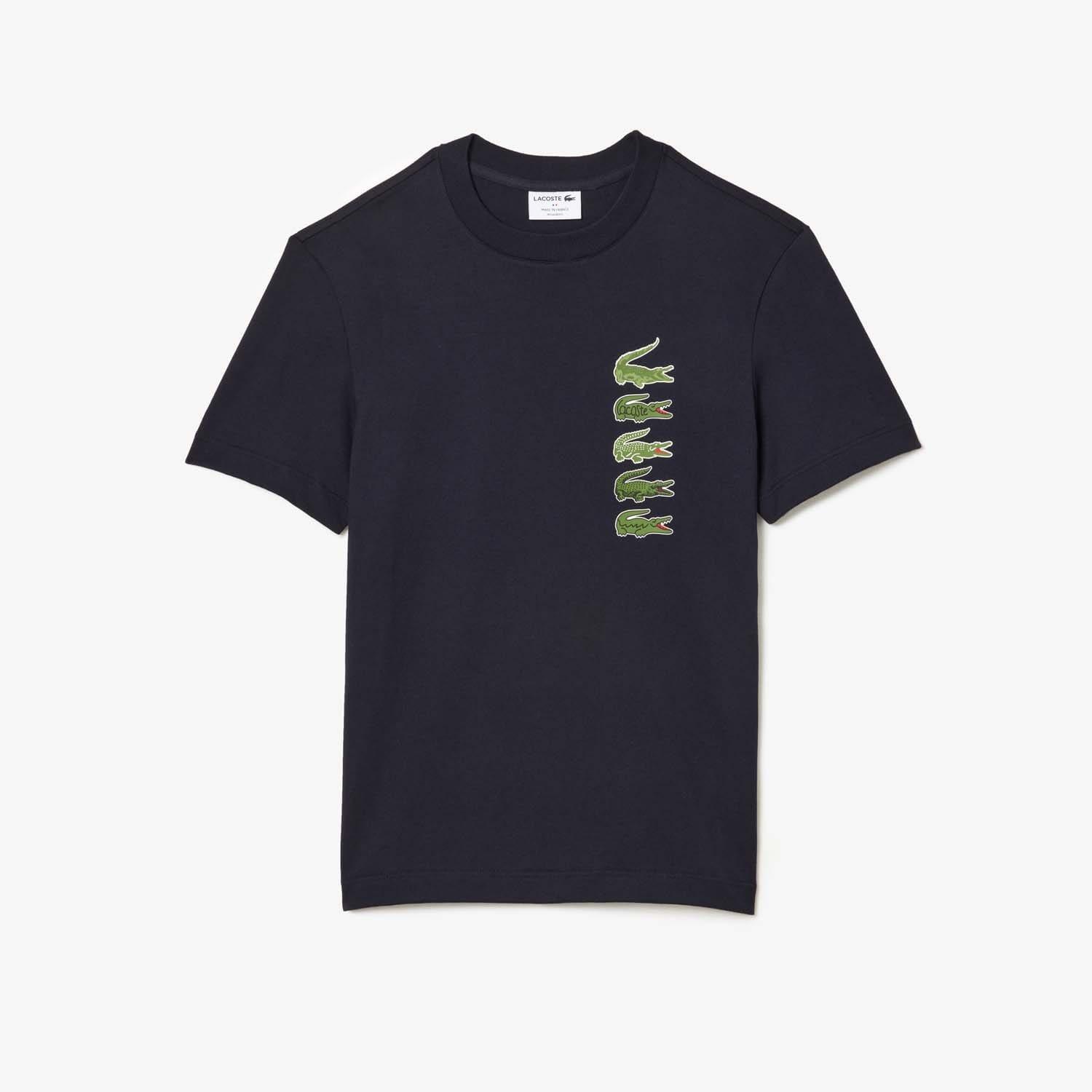 Blue - Lacoste - Regular Fit Iconic Croc T-Shirt - 1