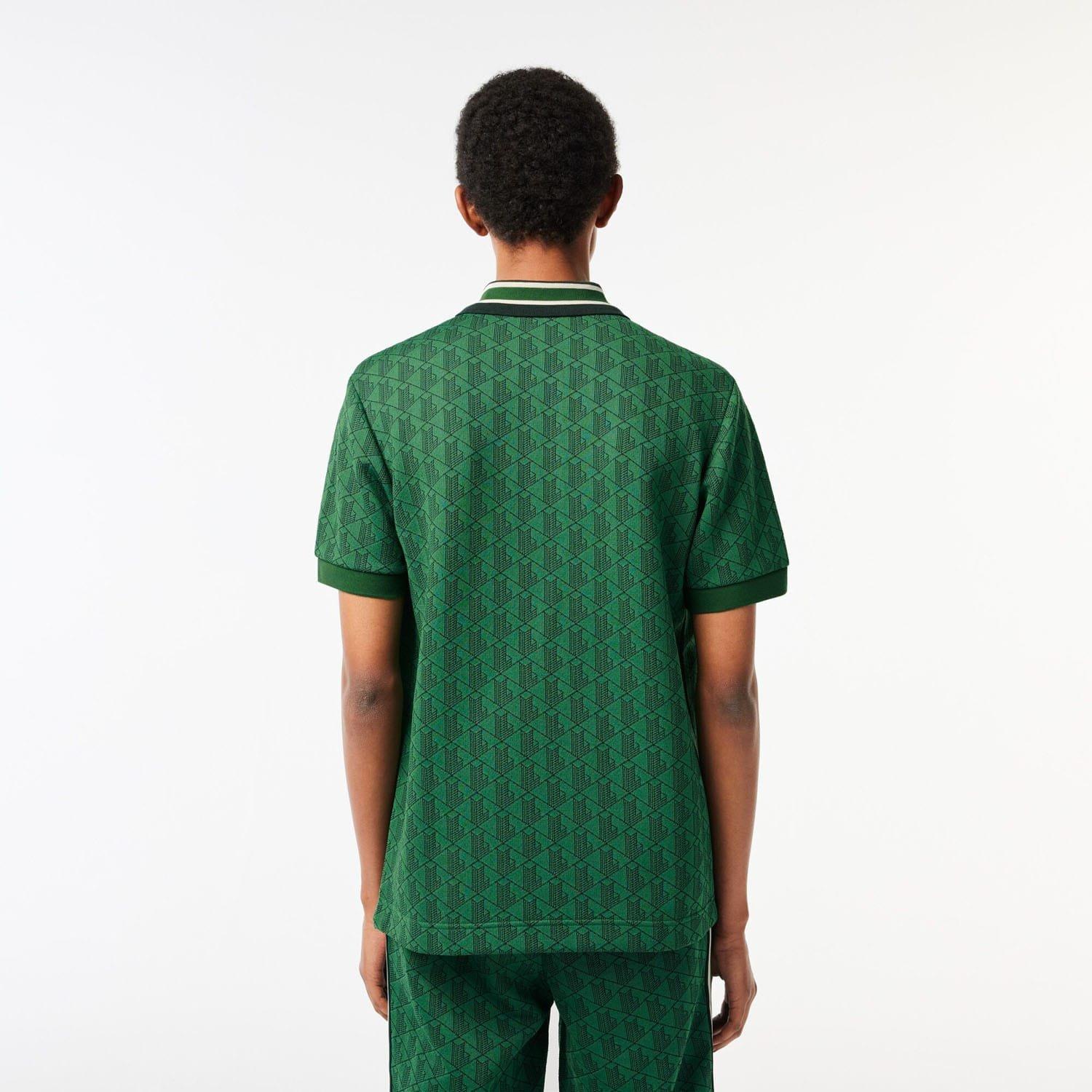 Green - Lacoste - Classic Fit Monogram Jacquard Polo Shirt - 2
