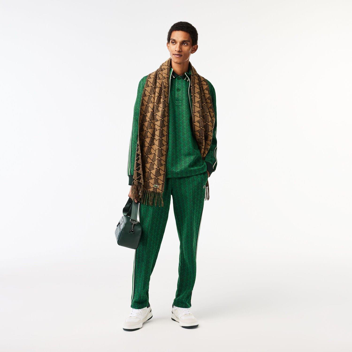 Green - Lacoste - Classic Fit Monogram Jacquard Polo Shirt - 3