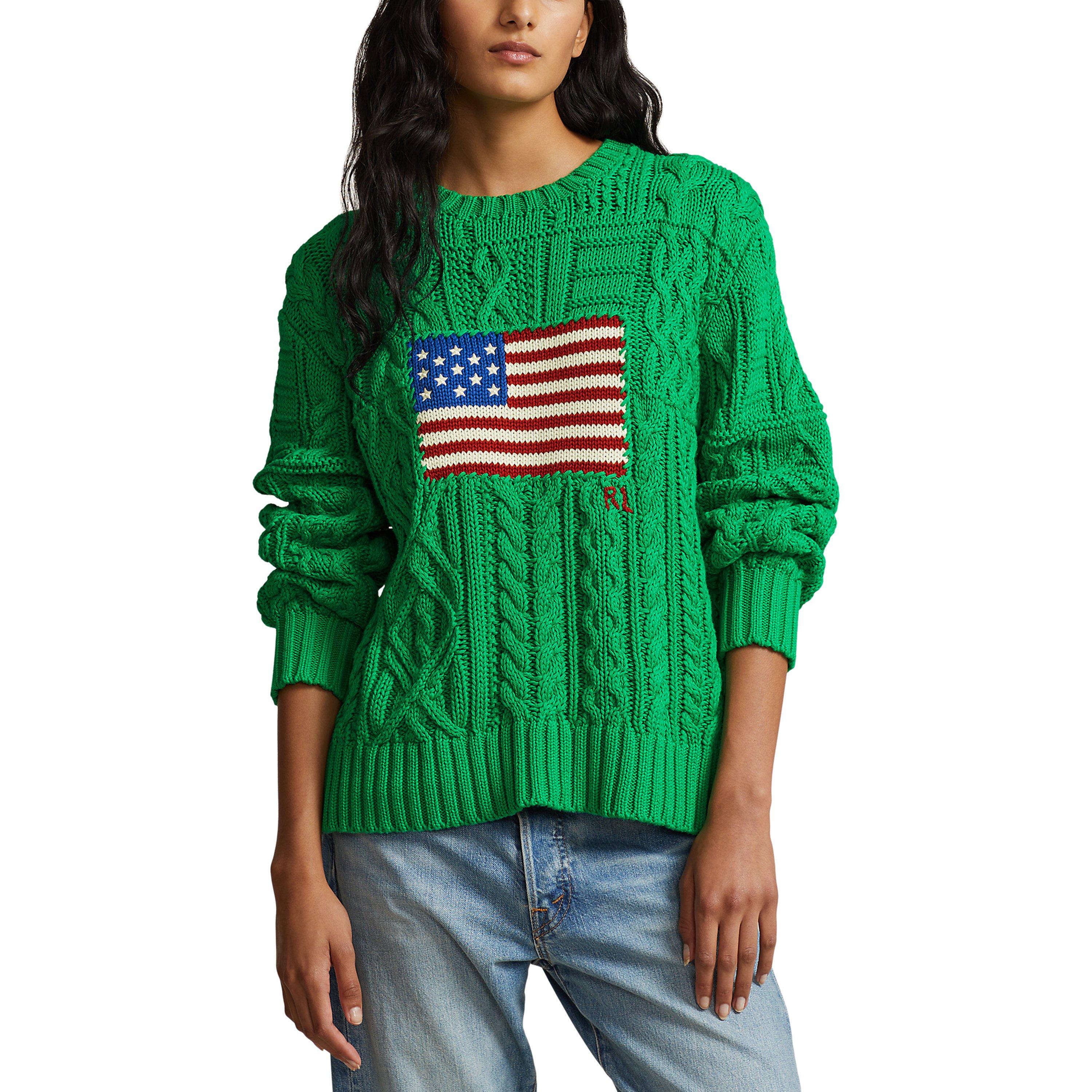 Stem Green - Polo Ralph Lauren - Aran Flag Knit Jumper - 2
