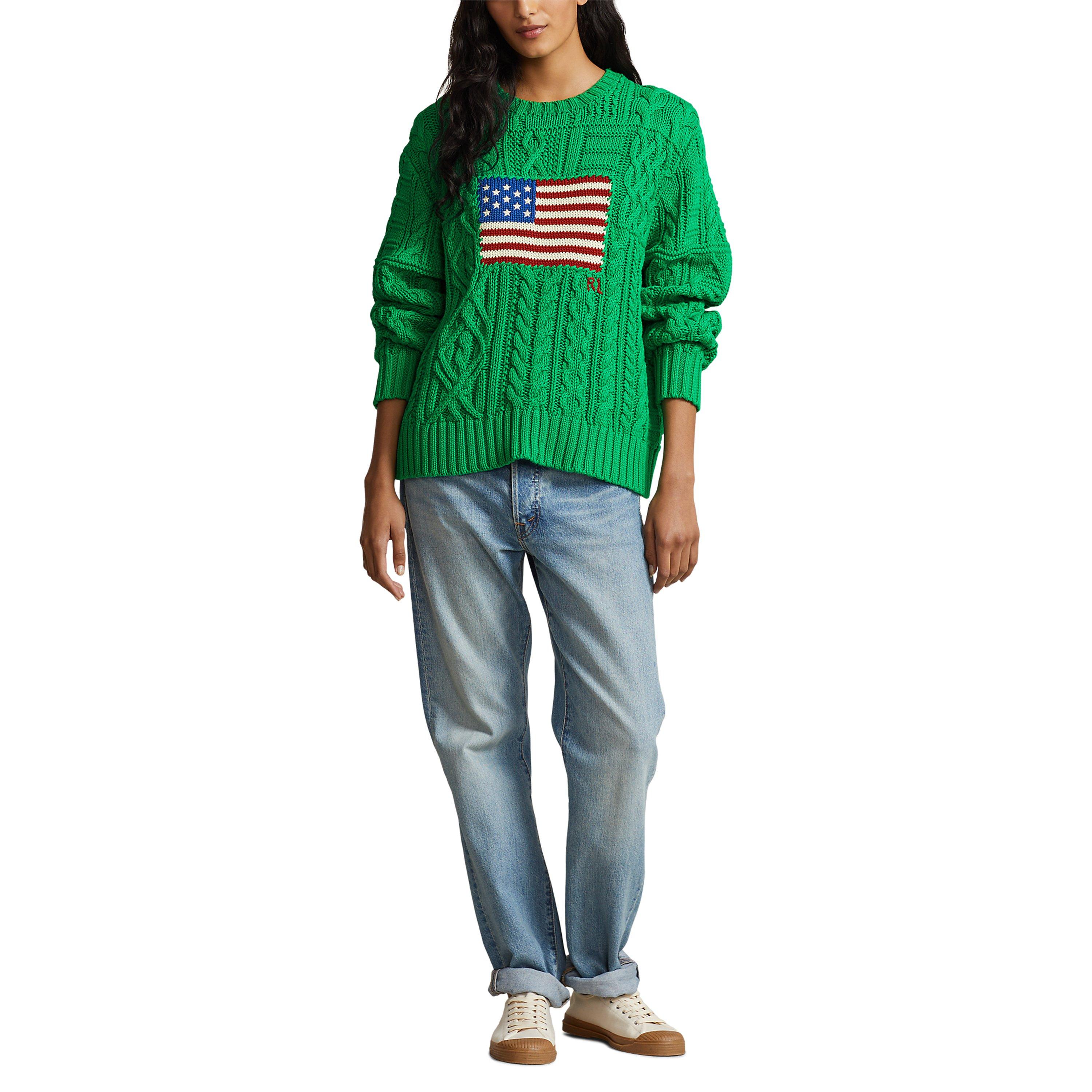 Stem Green - Polo Ralph Lauren - Aran Flag Knit Jumper - 4