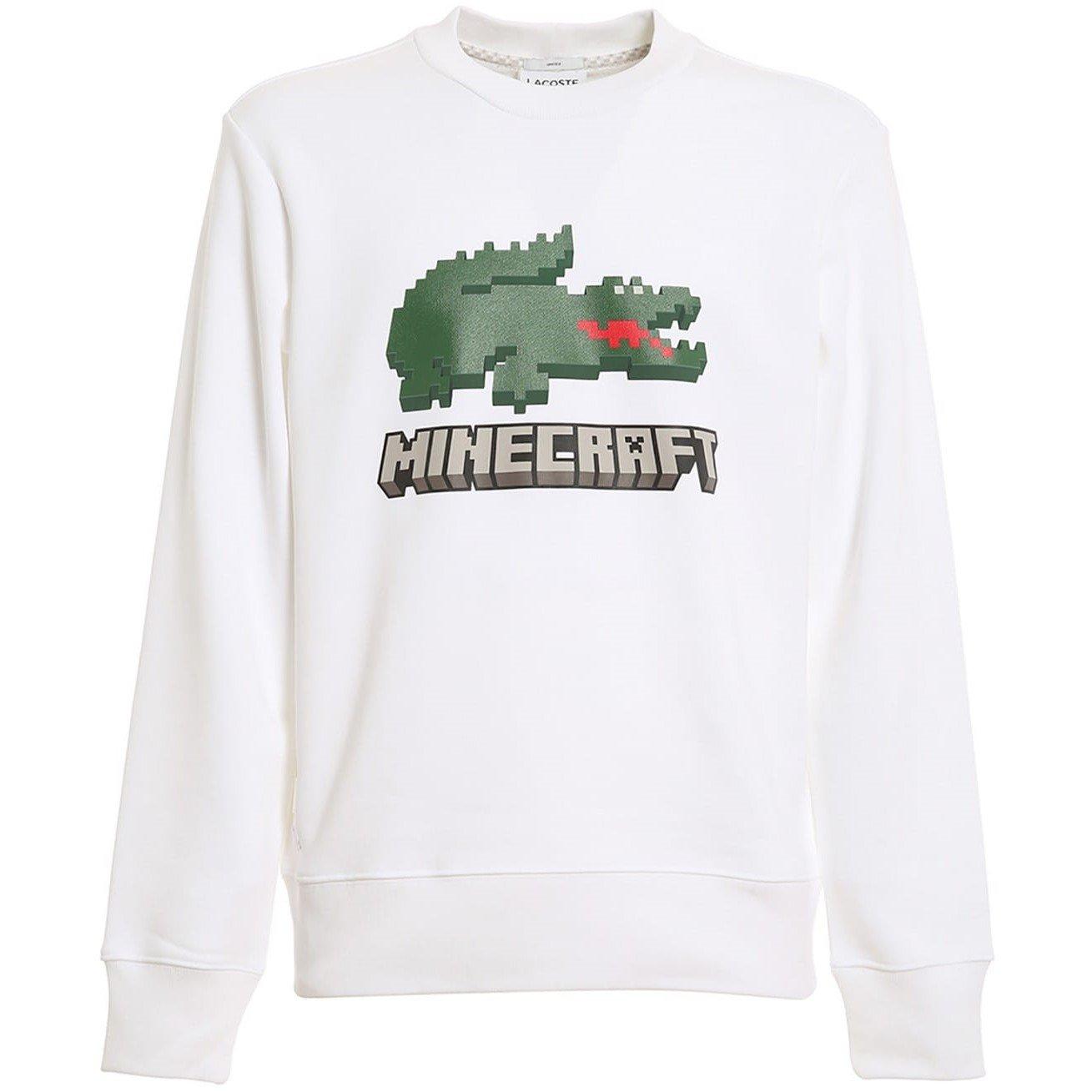 White - Lacoste - Unisex Minecraft Pixel Art Long Sleeve Sweatshirt - 1