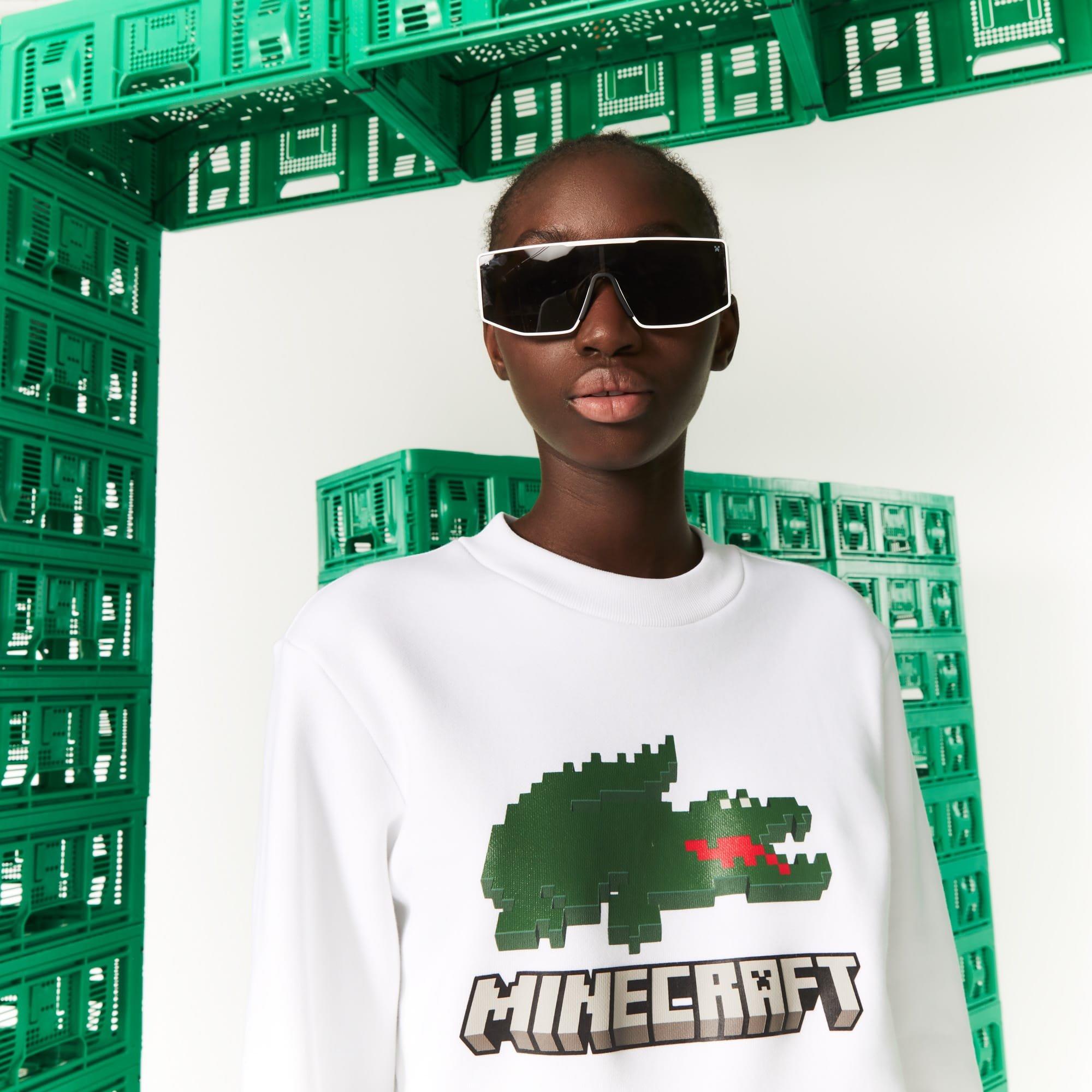 White - Lacoste - Unisex Minecraft Pixel Art Long Sleeve Sweatshirt - 4