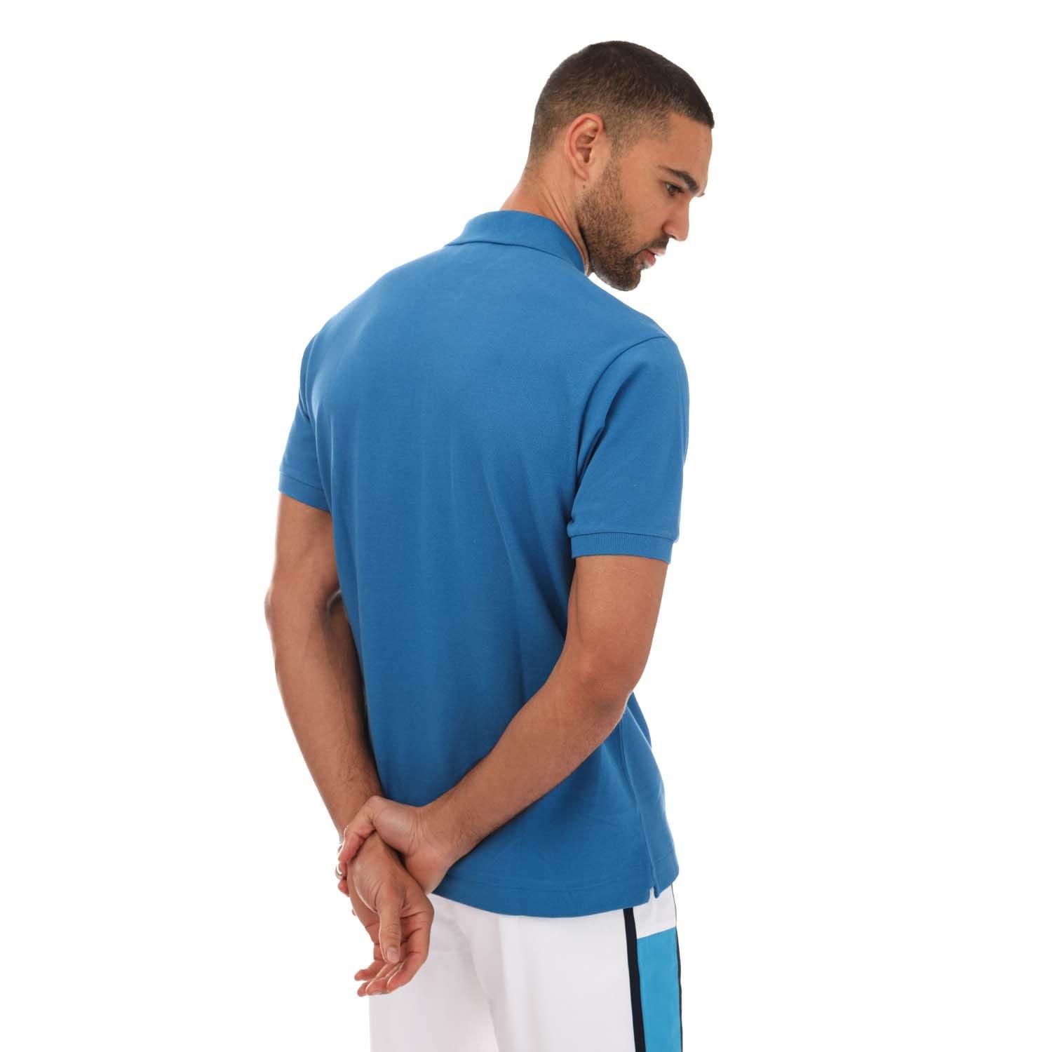 Blue - Lacoste - Short Sleeved Ribbed Collar Polo Shirt - 2