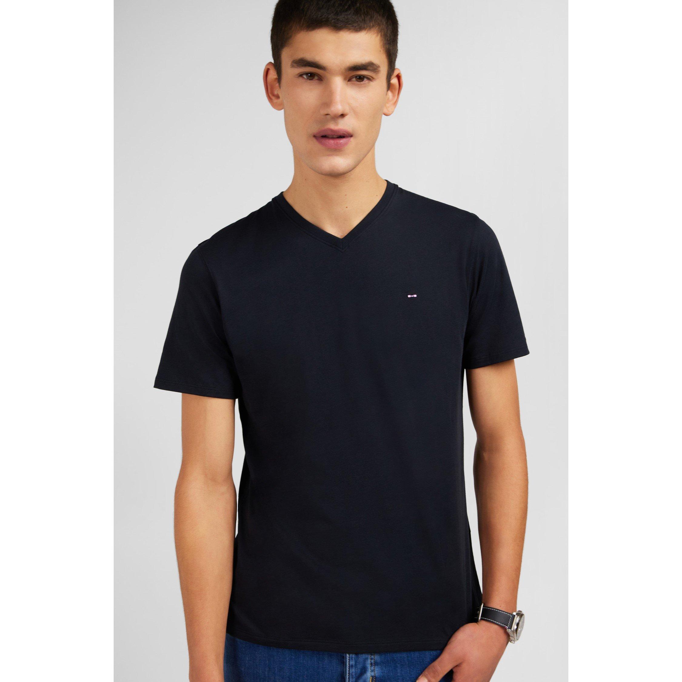 Eden Park Men's Pink V Neck Light Pima Cotton T-Shirt - Blf - 4XL