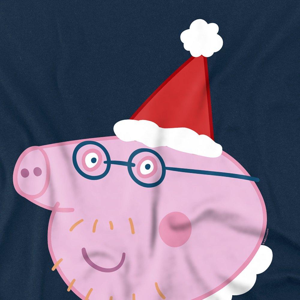 Navy - Hasbro - Peppa Pig Daddy Pig Santa Hat T-Shirt Navy - 2