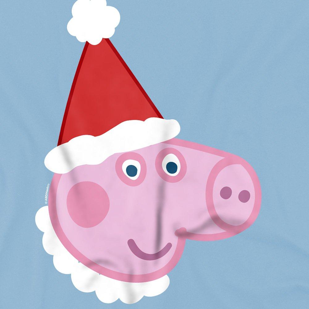 Light Blue - Hasbro - Peppa Pig George Pig Santa Hat Kids T-Shirt Light - 2