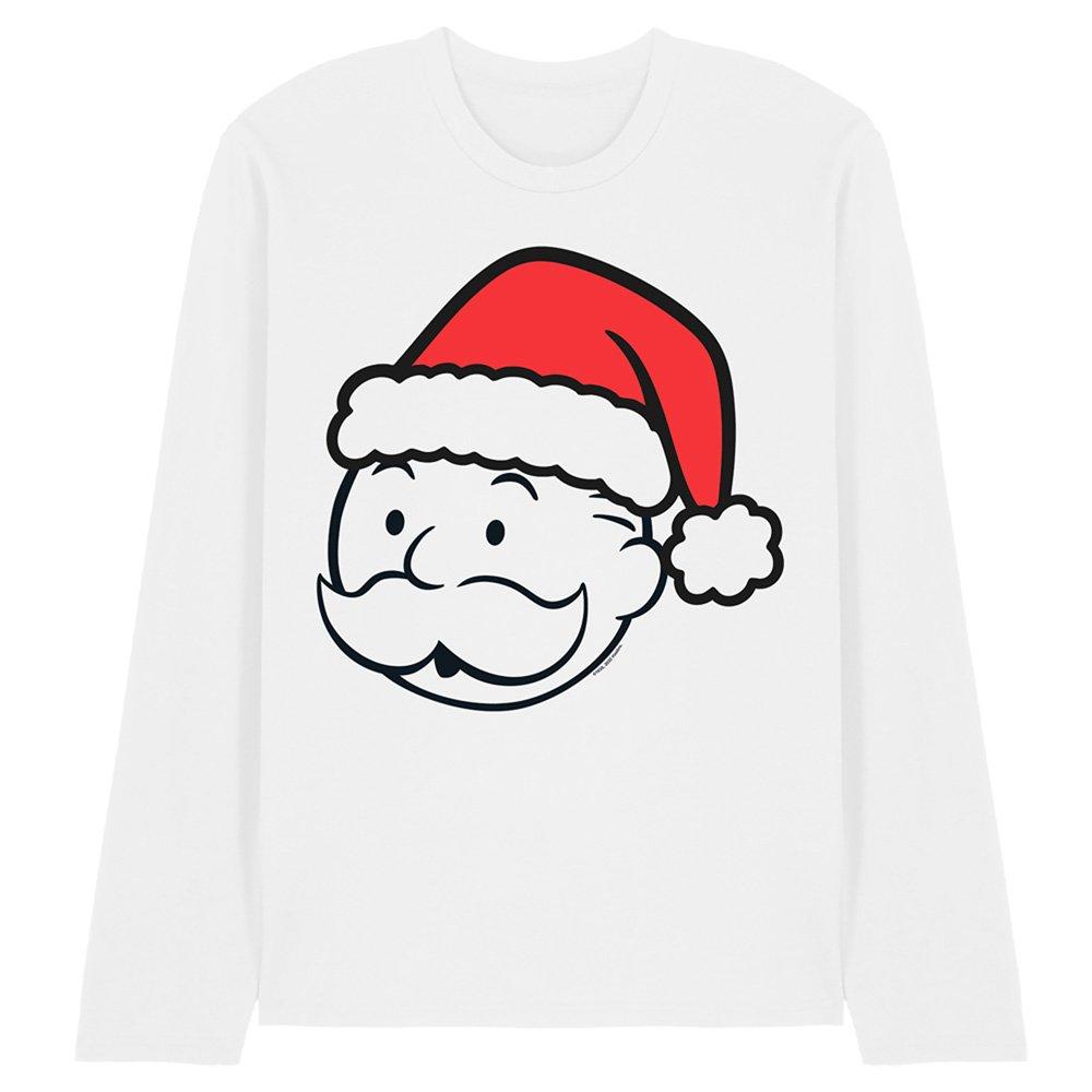 Hasbro Men's Monopoly Santa Hat Long Sleeve T-Shirt White - M