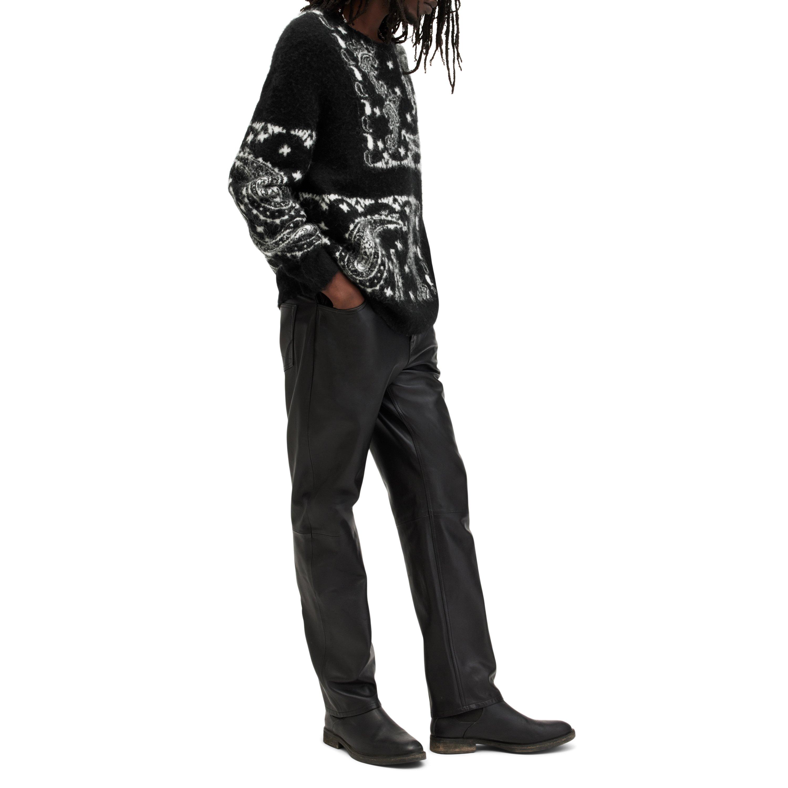 Black - AllSaints - Men's Bandana Paisley Jacquard Brushed Crew Neck Jumper - 6