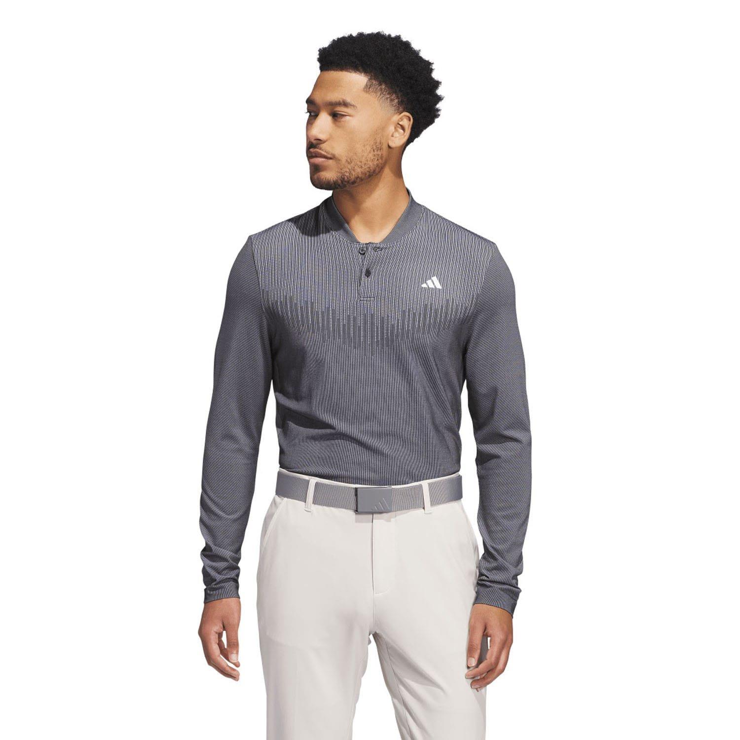 Schwarz - adidas - Ultimate365 Tour Primeknit Long Sleeve Polo Shirt - 1