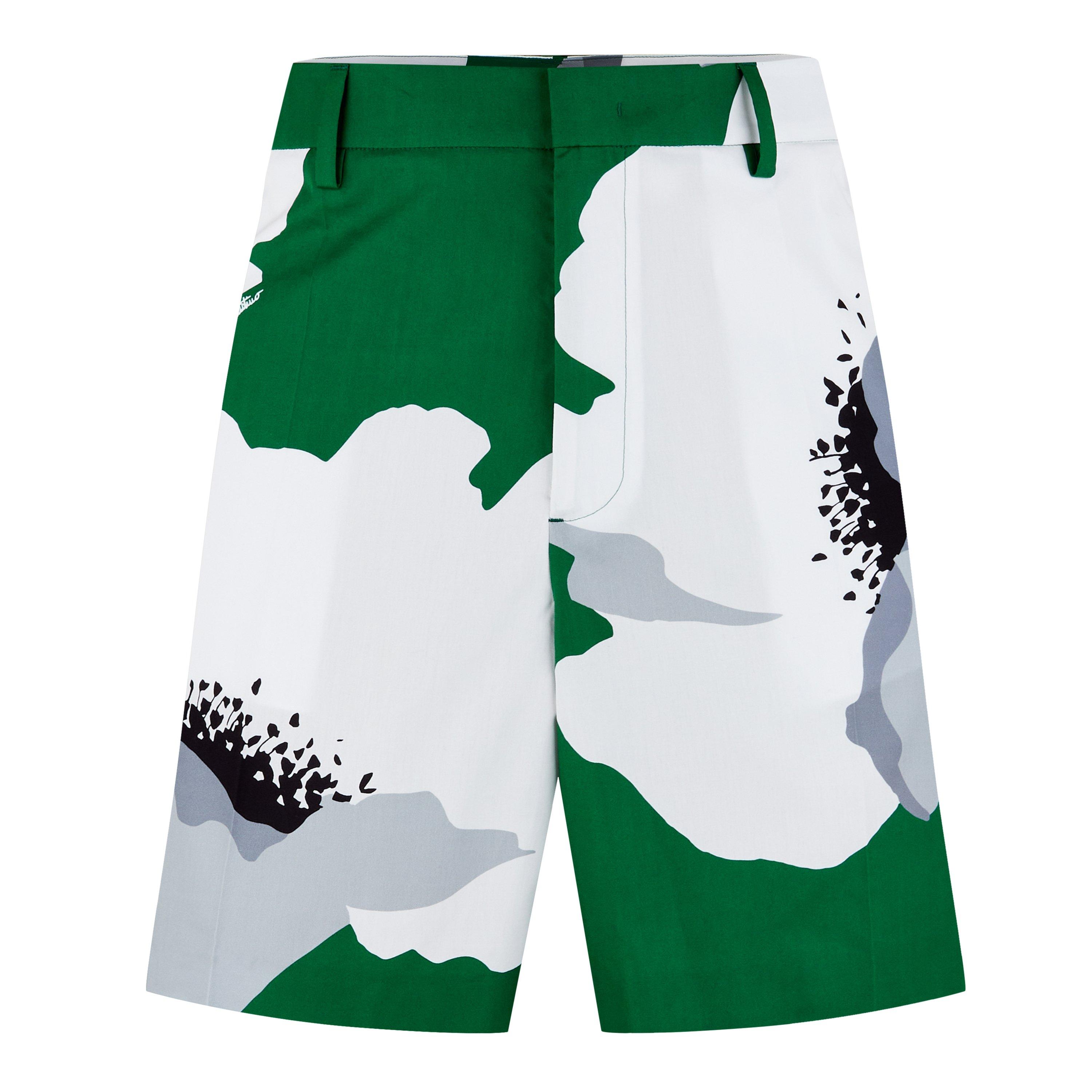 Smeraldo/Grigio - Valentino - Men's Floral Poplin Chino Shorts - 5