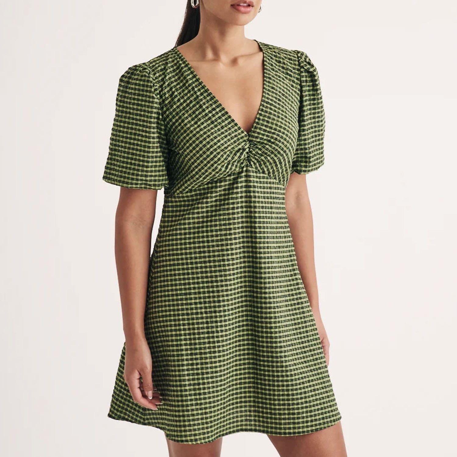 Green - Nobodys Child - Liza Gingham Mini Dress - 2