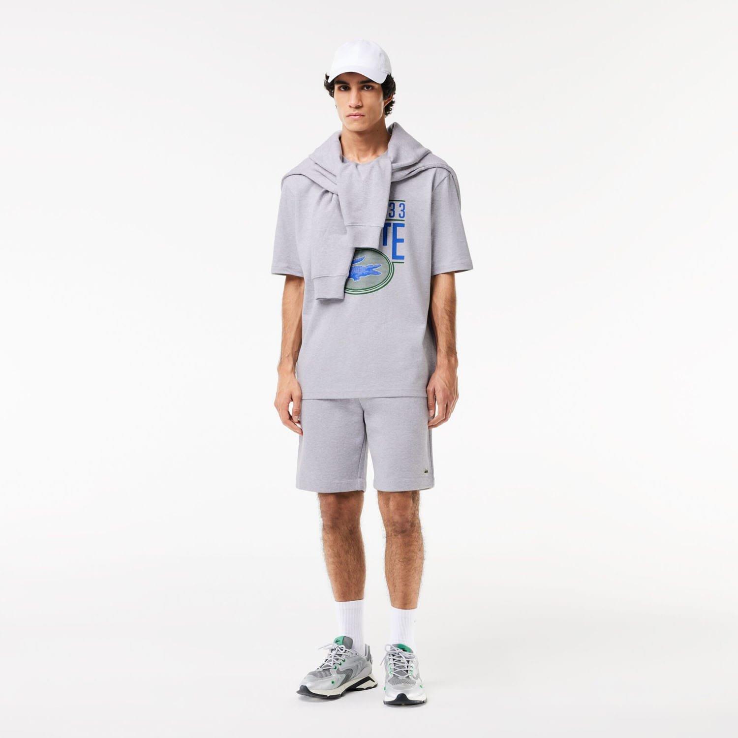 Grey - Lacoste - Loose Fit Heavy Cotton Printed T-Shirt - 3