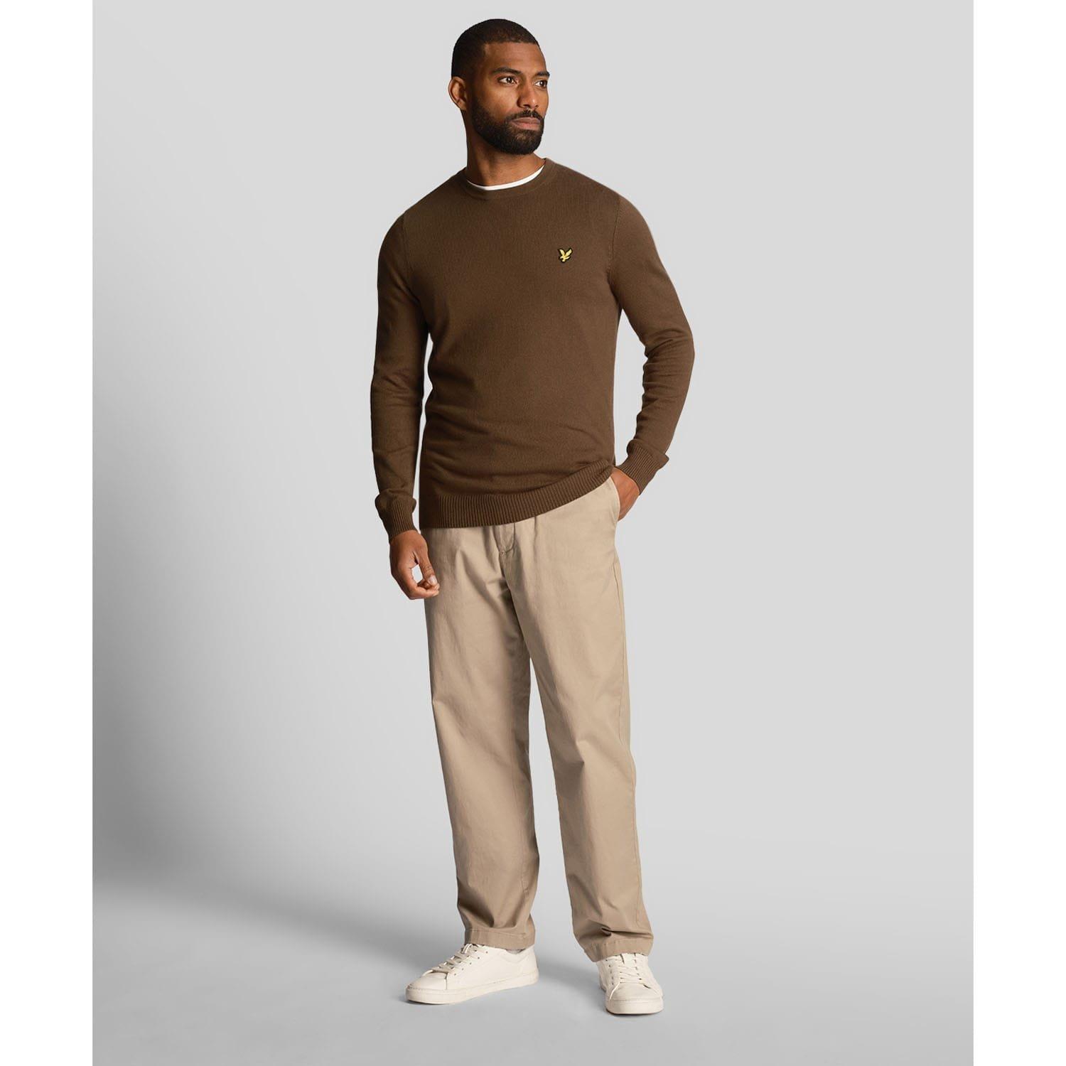 Olive - Lyle and Scott - Cotton Merino Crewneck Sweater - 2