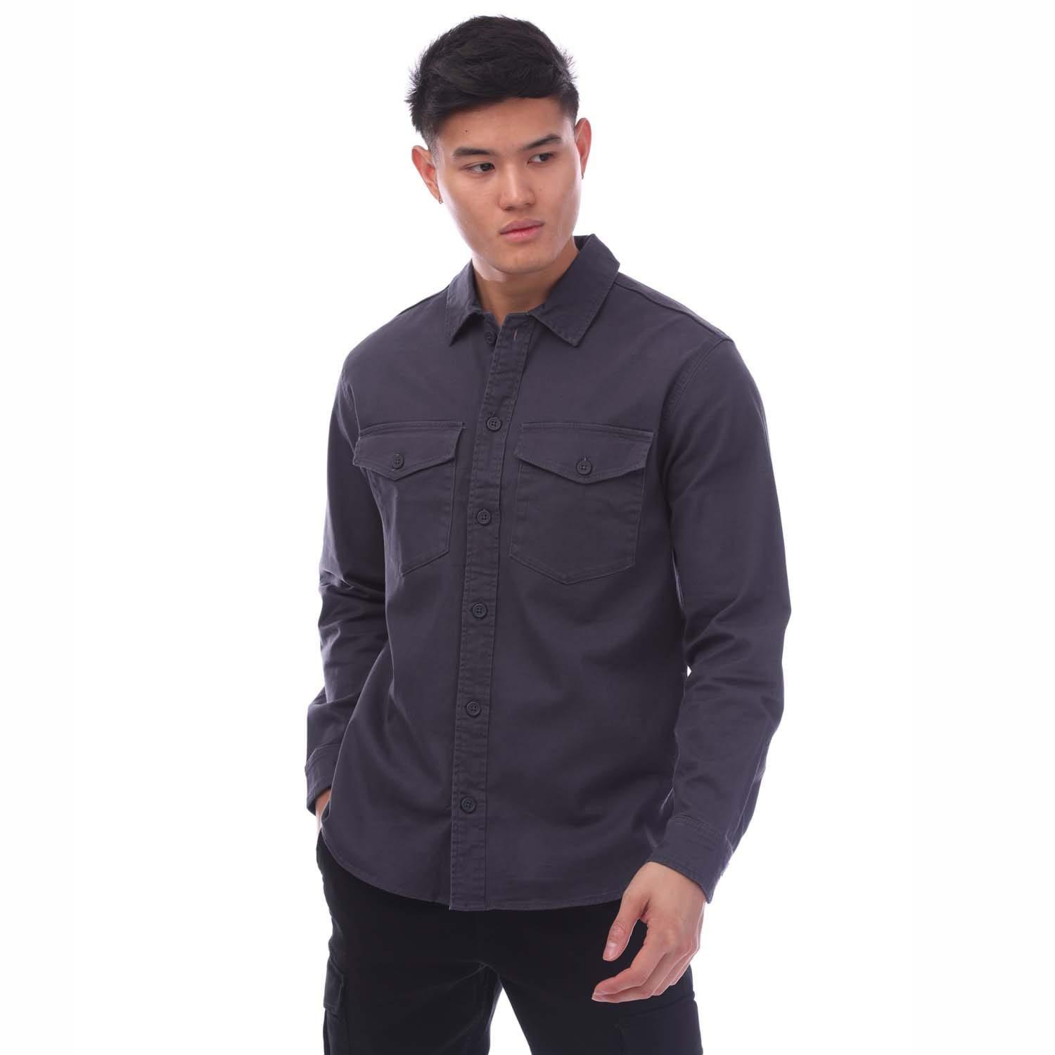 Navy - Jack and Jones - Stretch Over Shirt - 2