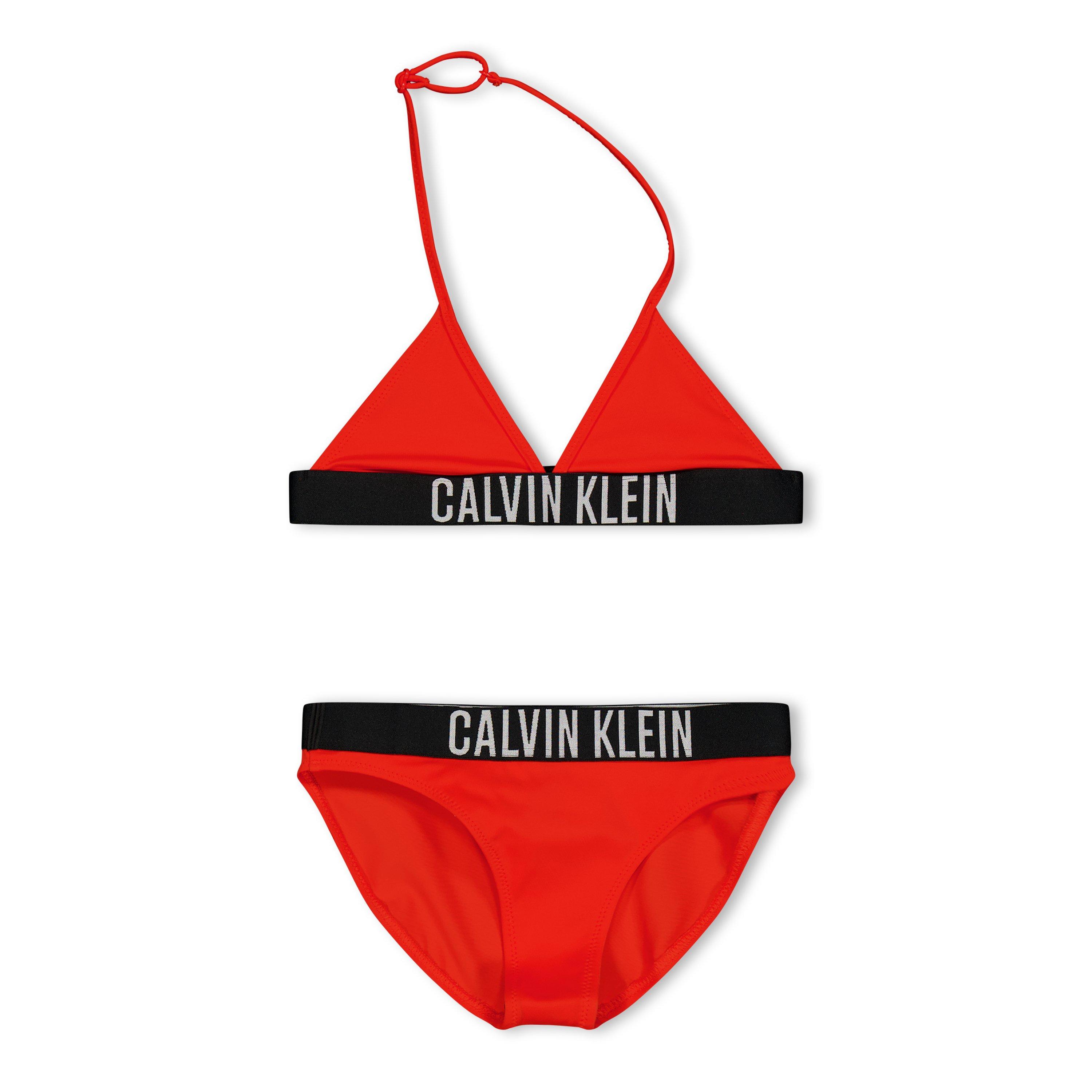 Calvin Klein Jeans Kids' Triangle Bikini Set - Orange Com XBS - Size 14Y