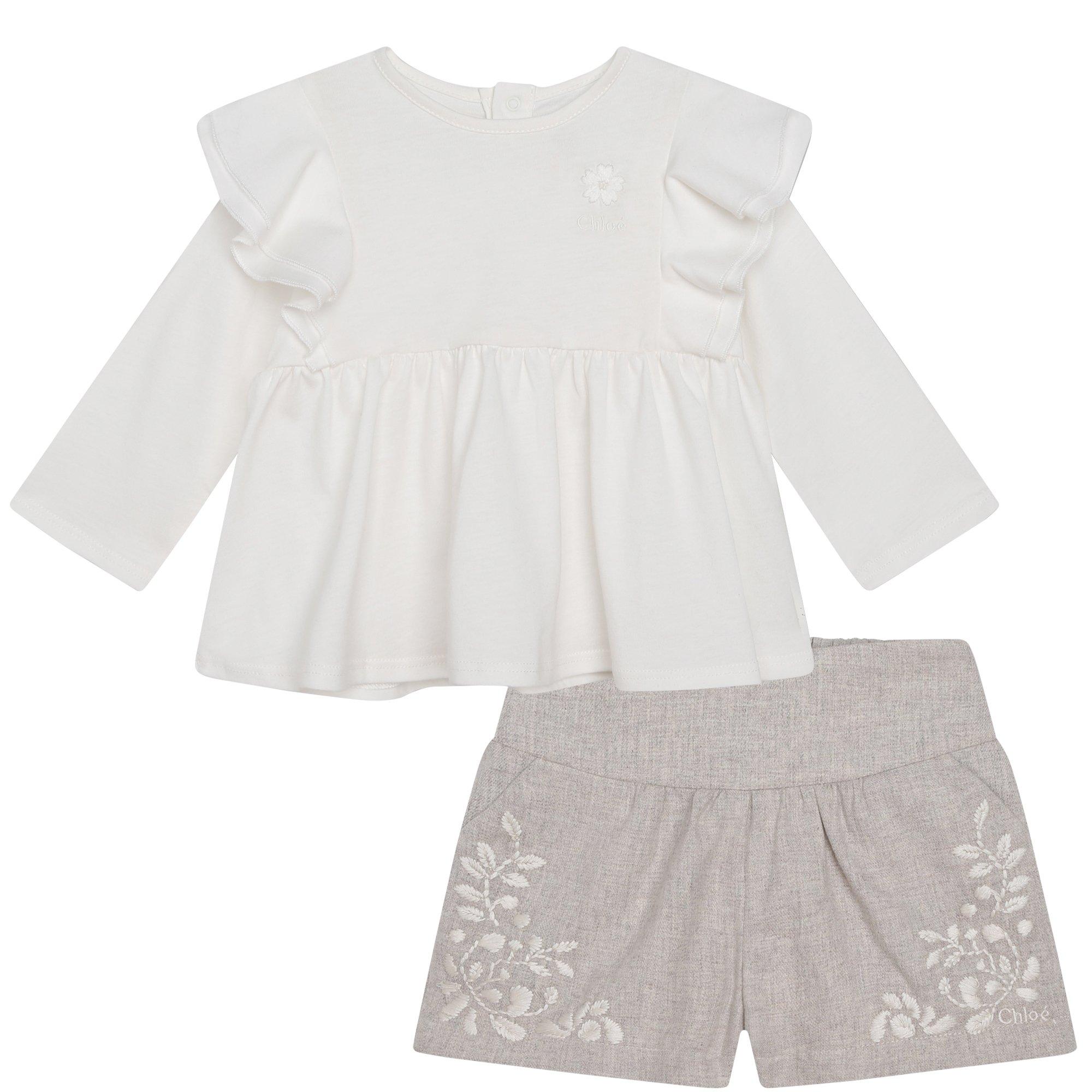 White Stone N02 - Chloe - Floral Embroidered Set Infant Girls - 1
