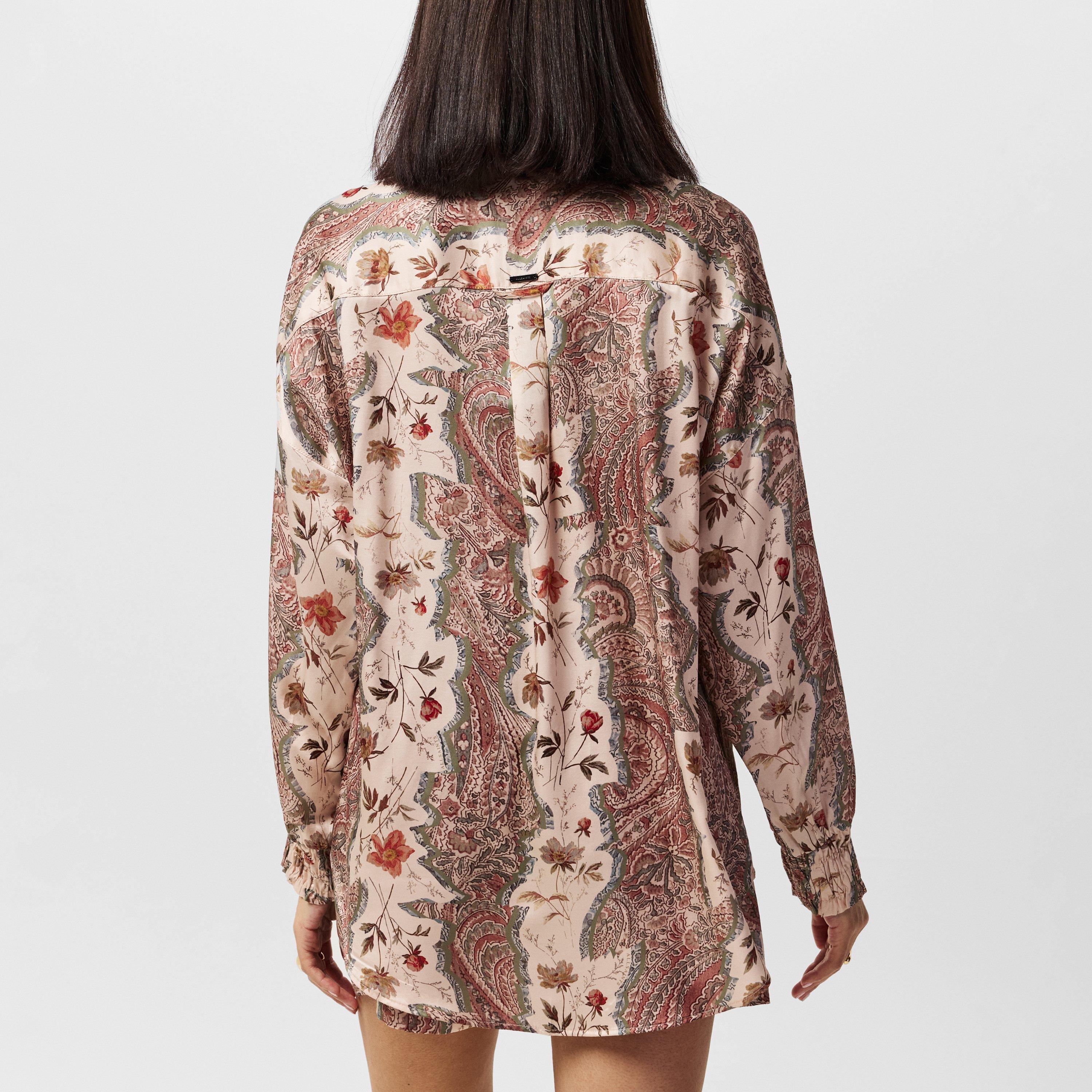 Clay Pink - AllSaints - Women's Charli Cascade Long-Sleeve Patterned Shirt - 3