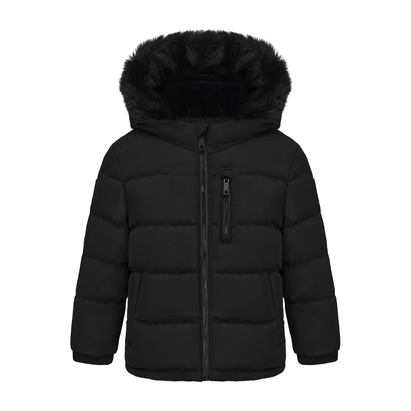 Black - SoulCal - Kids 2 Zip Bubble Hooded Long Sleeve Short Puffer Jacket - 1