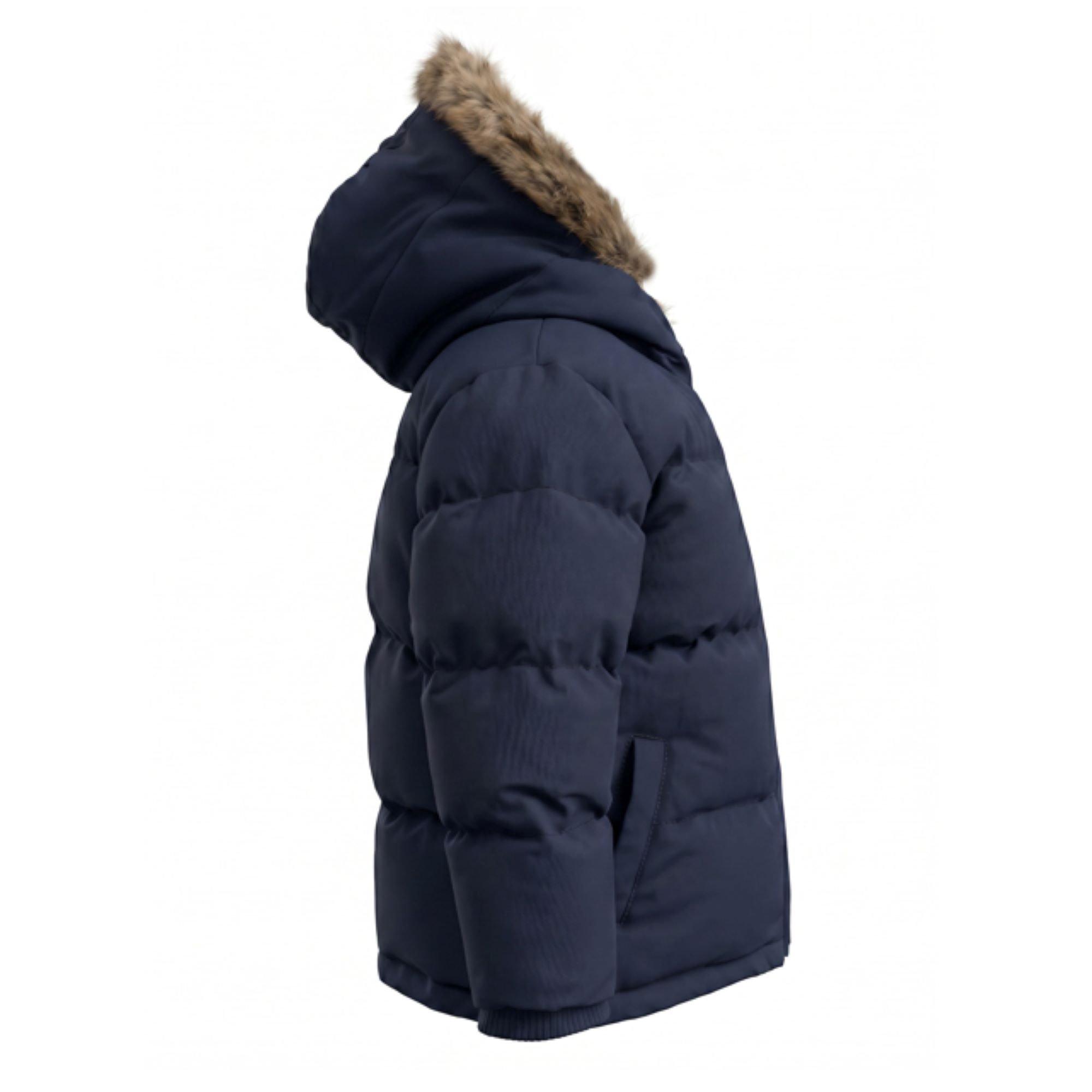 Navy - SoulCal - Kids  2 Zip Bubble Hooded Long Sleeve Short Puffer Jacket - 2