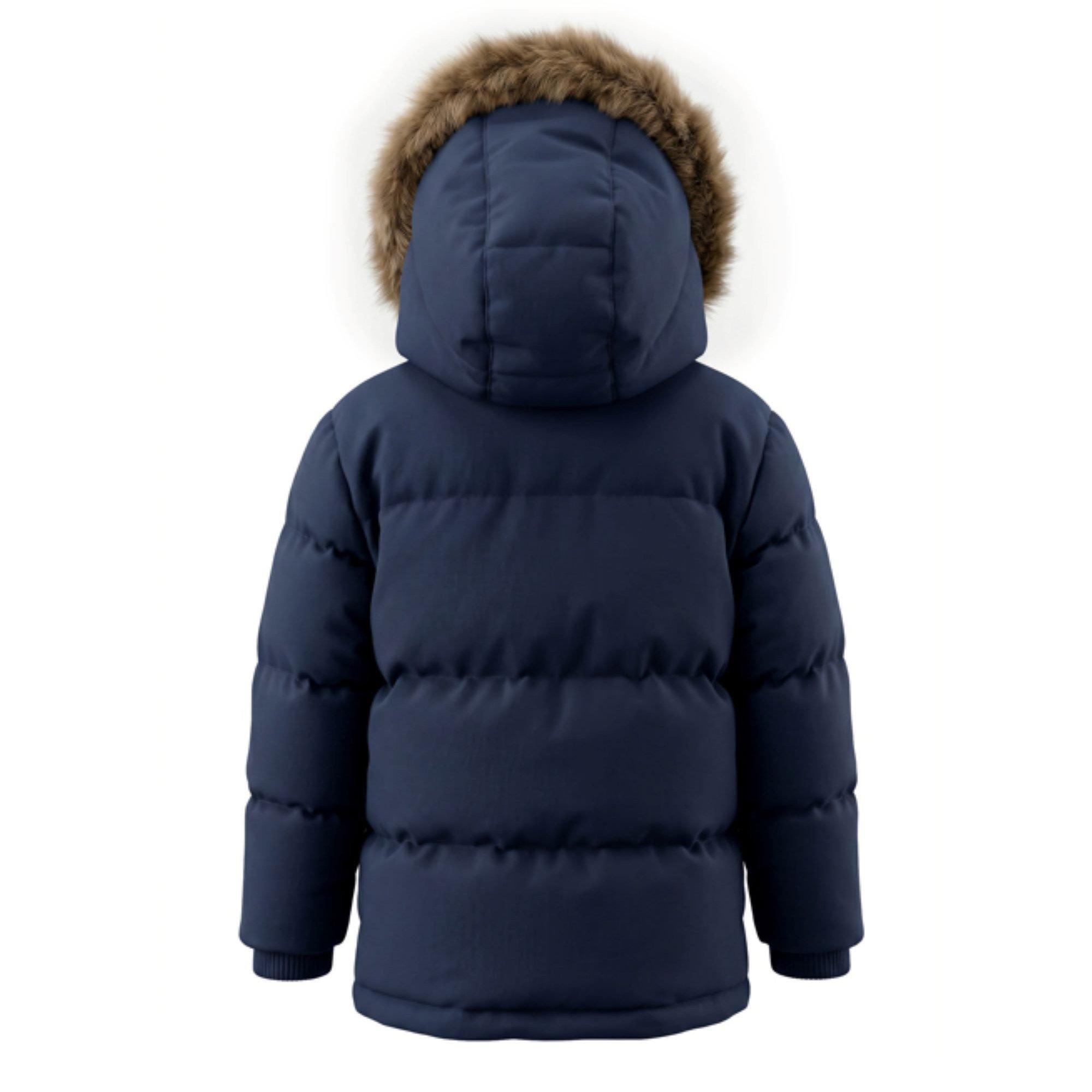 Navy - SoulCal - Kids  2 Zip Bubble Hooded Long Sleeve Short Puffer Jacket - 3
