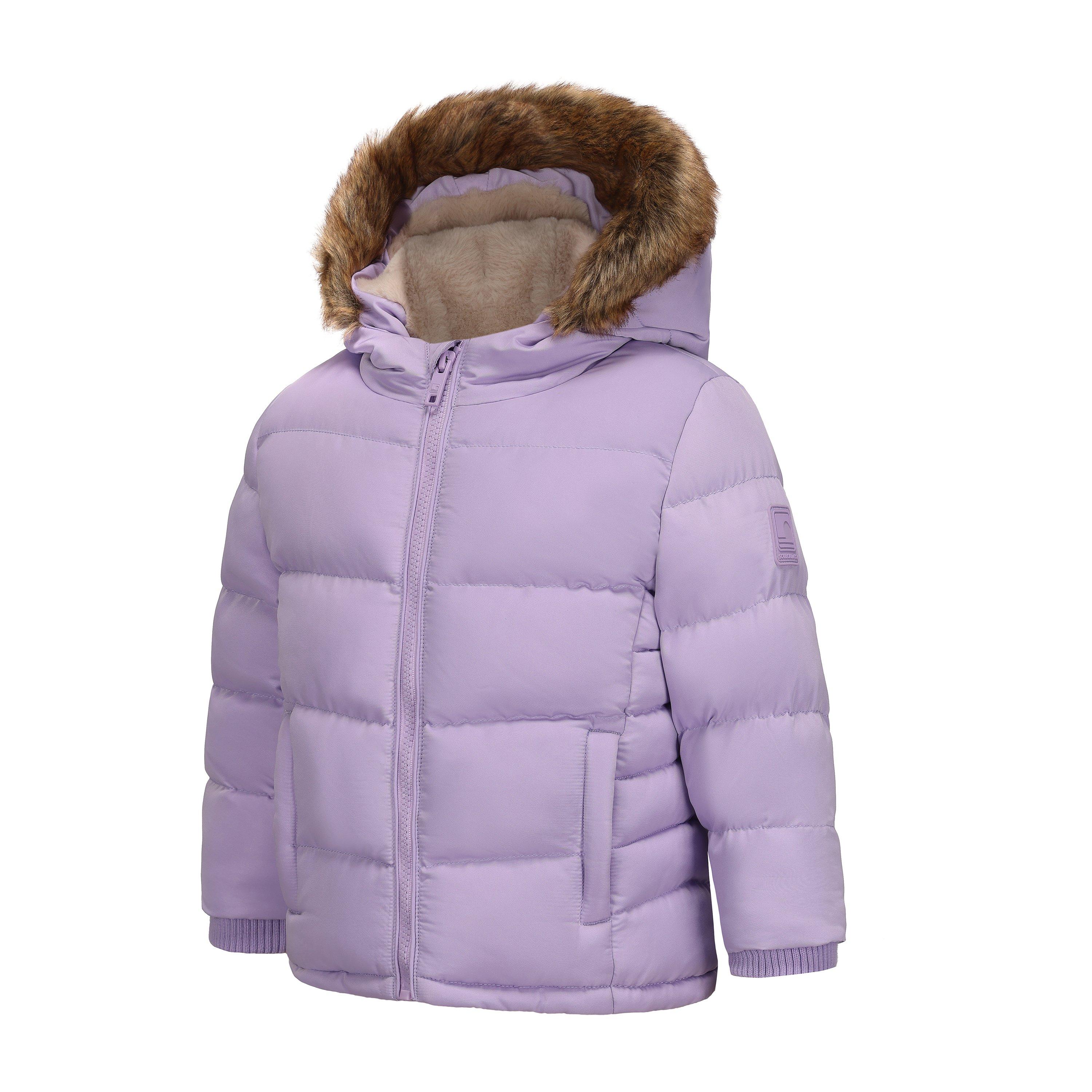 Purple - SoulCal - Kids  2 Zip Bubble Hooded Long Sleeve Short Puffer Jacket - 2