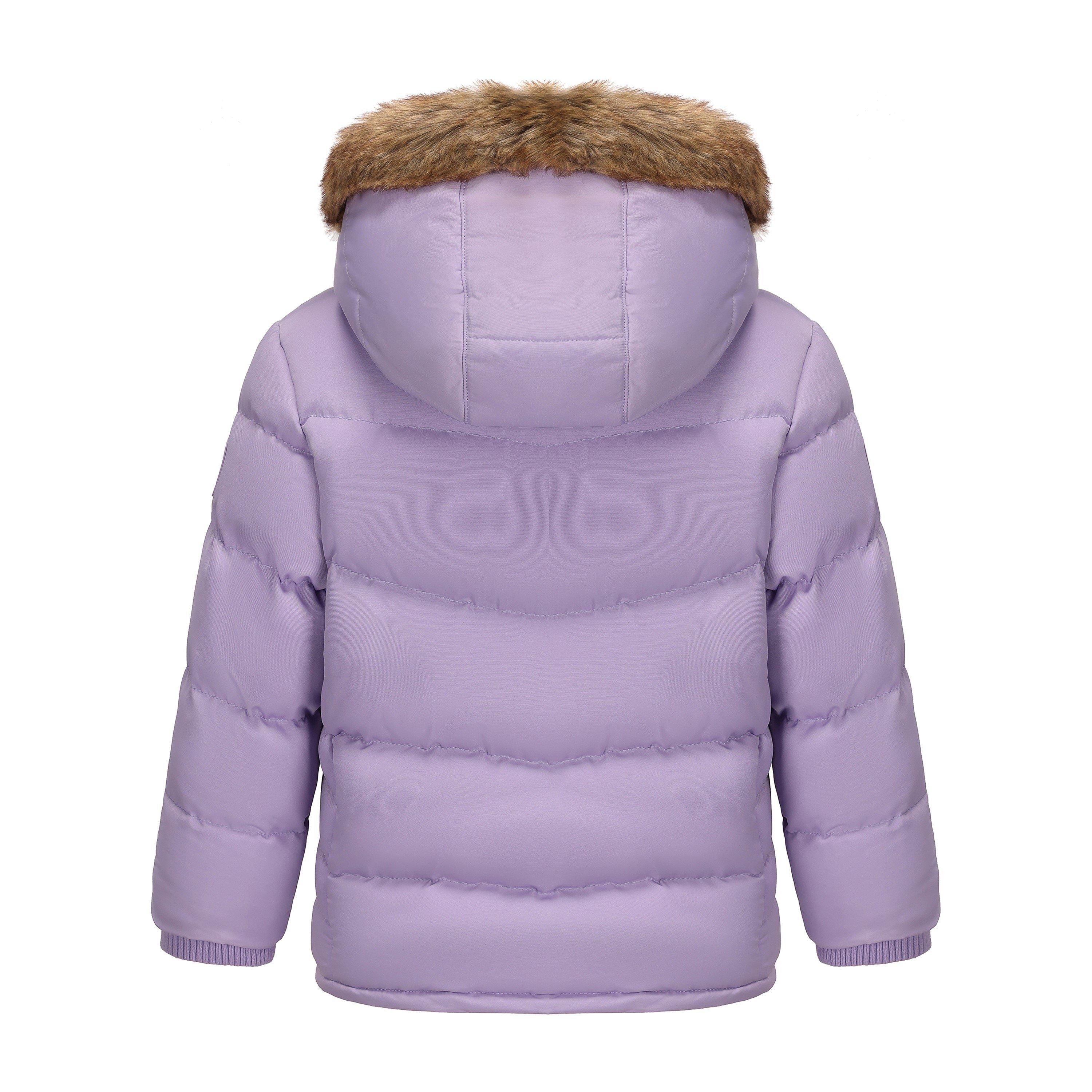 Purple - SoulCal - Kids  2 Zip Bubble Hooded Long Sleeve Short Puffer Jacket - 3