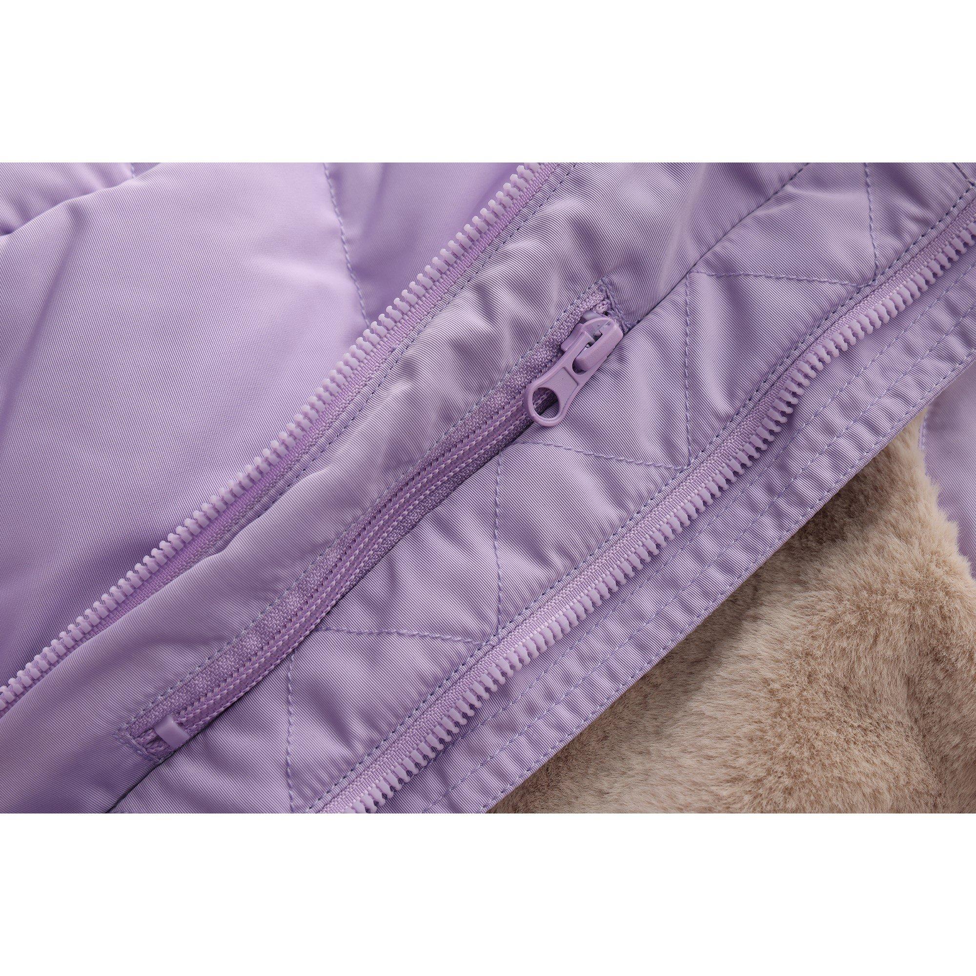 Purple - SoulCal - Kids  2 Zip Bubble Hooded Long Sleeve Short Puffer Jacket - 5