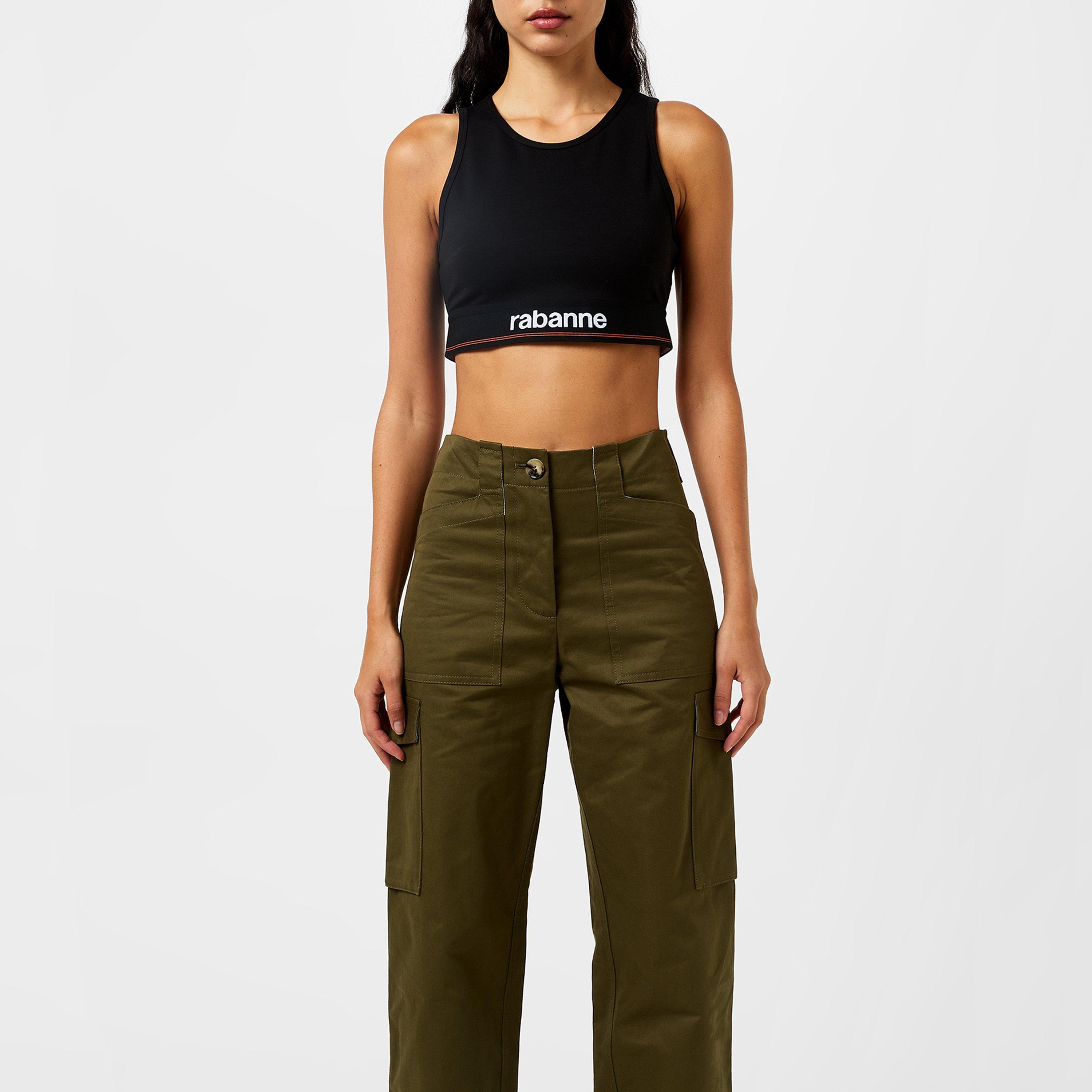 Rabanne Women's Logo Short Sleeve Crop Top - Black - S