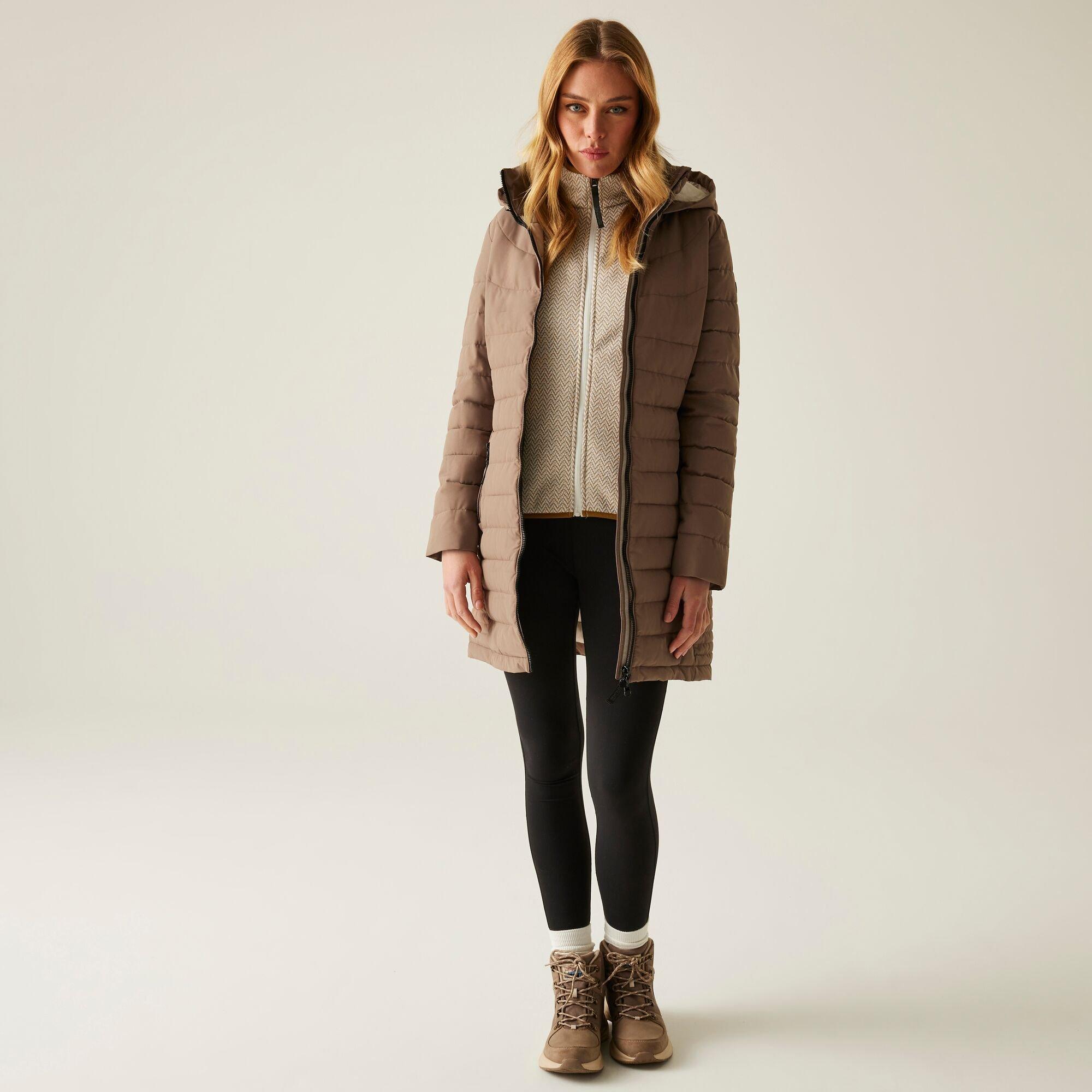 Brown - Regatta - Women's Andria Water-Repellent Insulated Hooded Quilted Jacket - 3