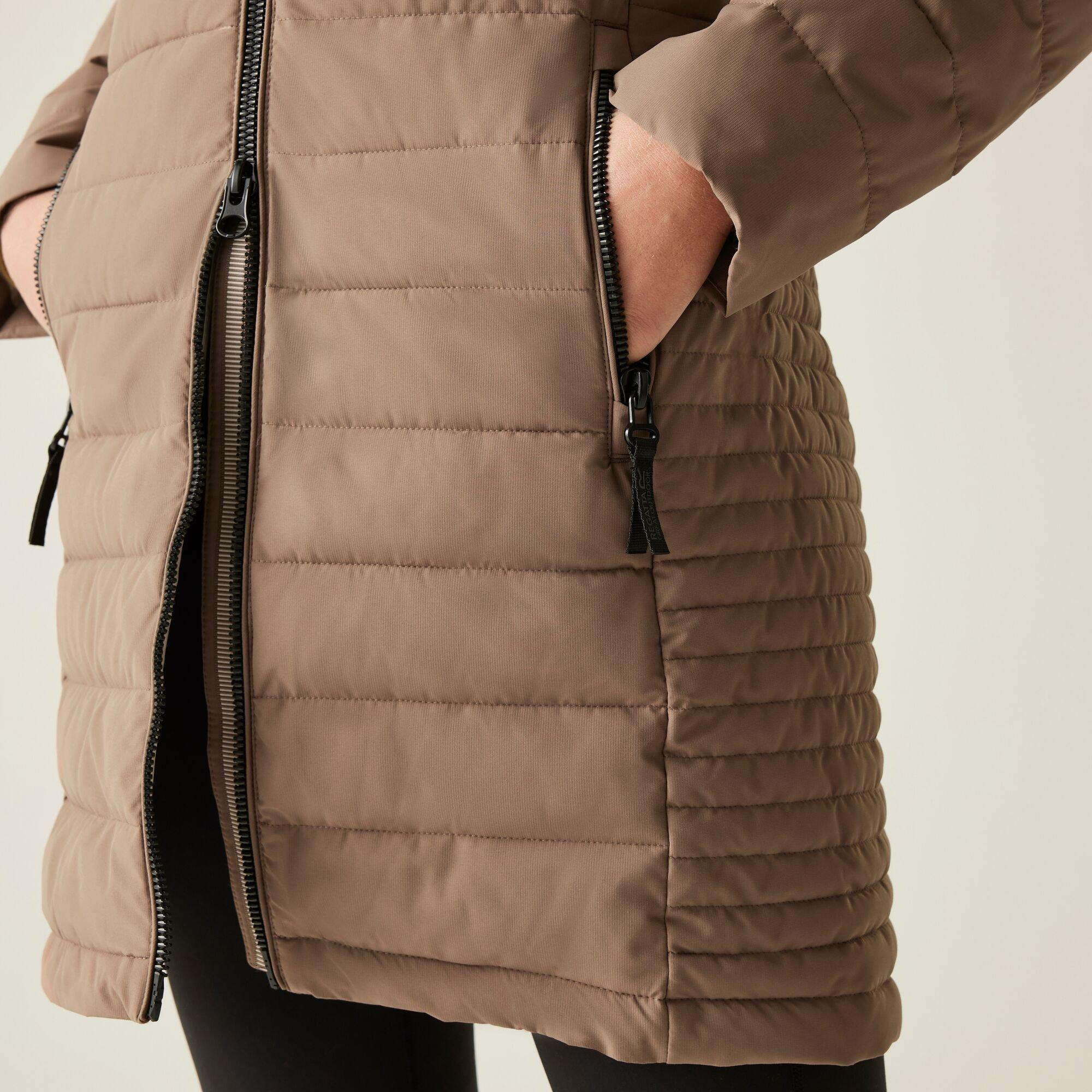 Brown - Regatta - Women's Andria Water-Repellent Insulated Hooded Quilted Jacket - 6