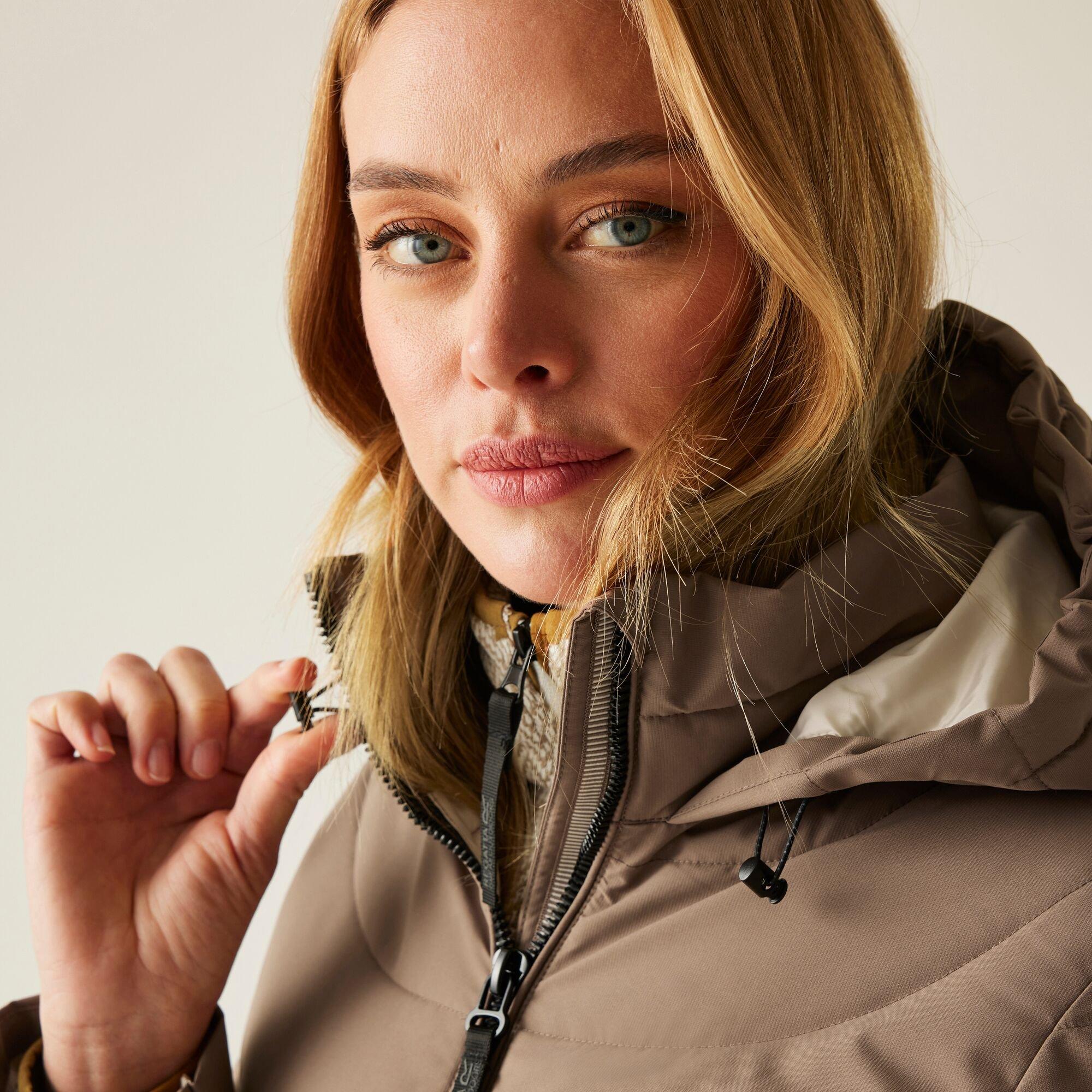 Brown - Regatta - Women's Andria Water-Repellent Insulated Hooded Quilted Jacket - 7