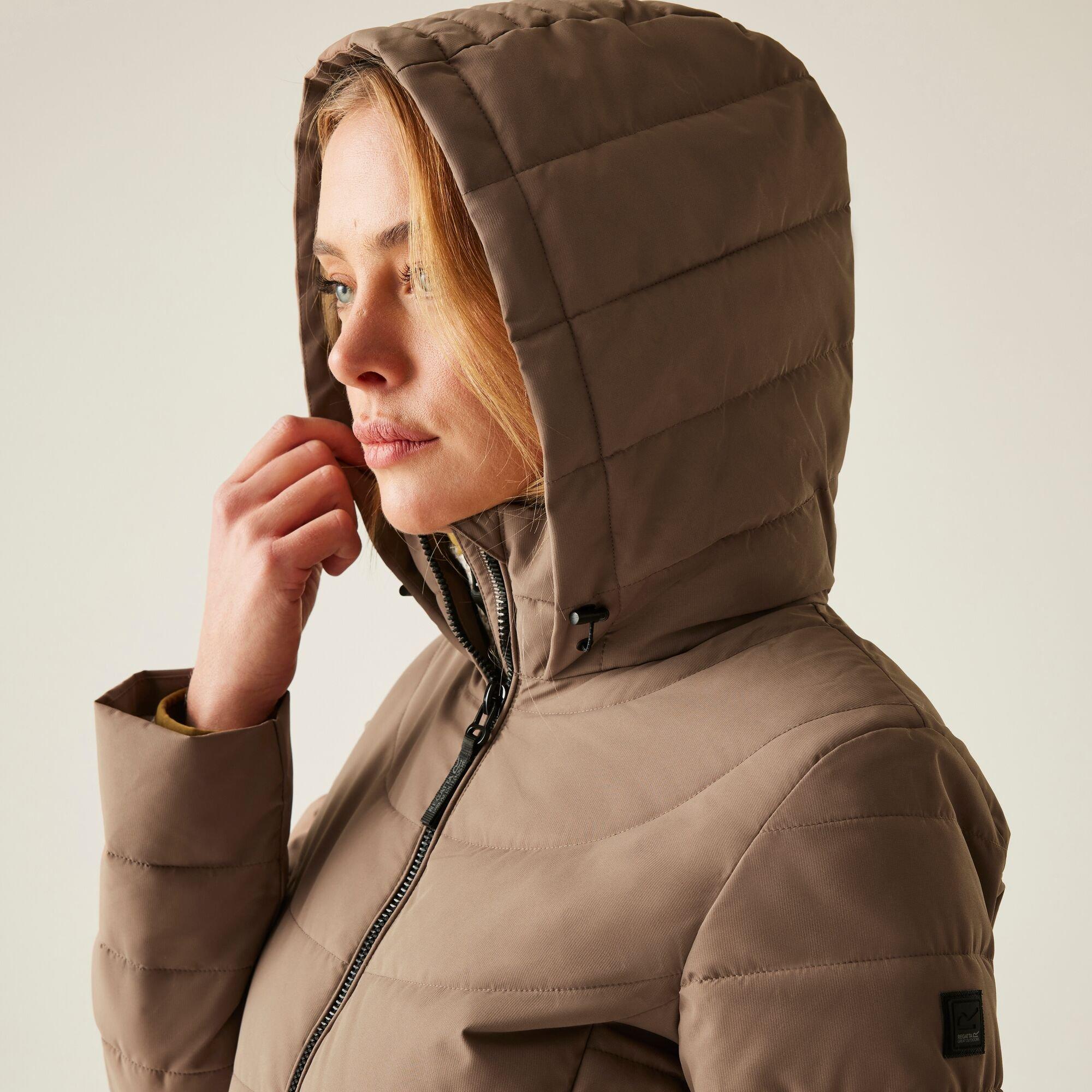 Brown - Regatta - Women's Andria Water-Repellent Insulated Hooded Quilted Jacket - 8