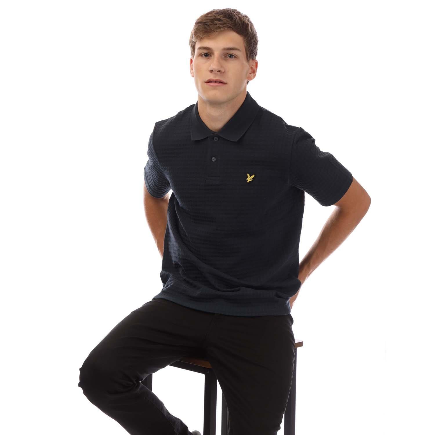 Navy - Lyle and Scott - Micro Argyle Polo Shirt - 4