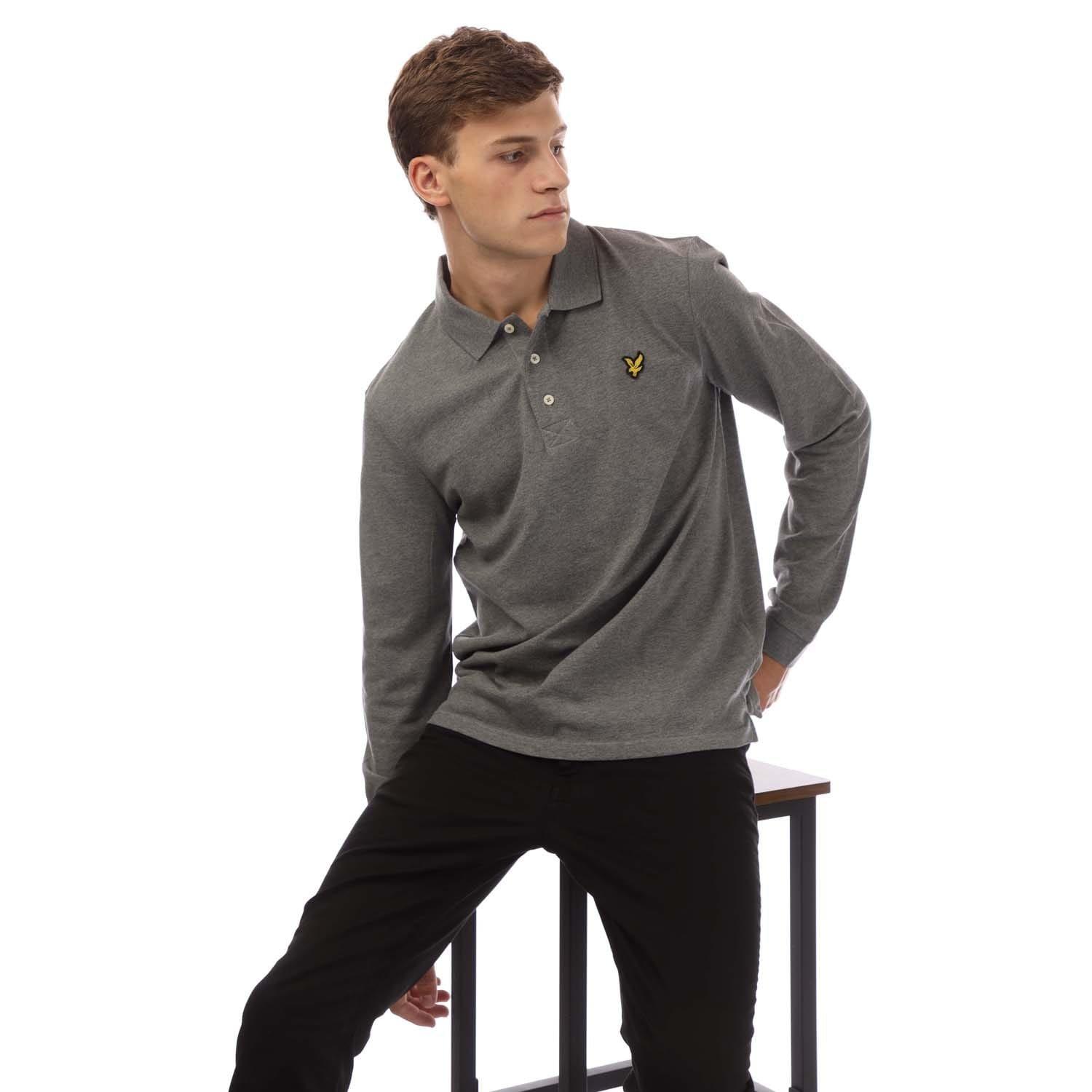 Grey - Lyle and Scott - Long Sleeve Polo Shirt - 4