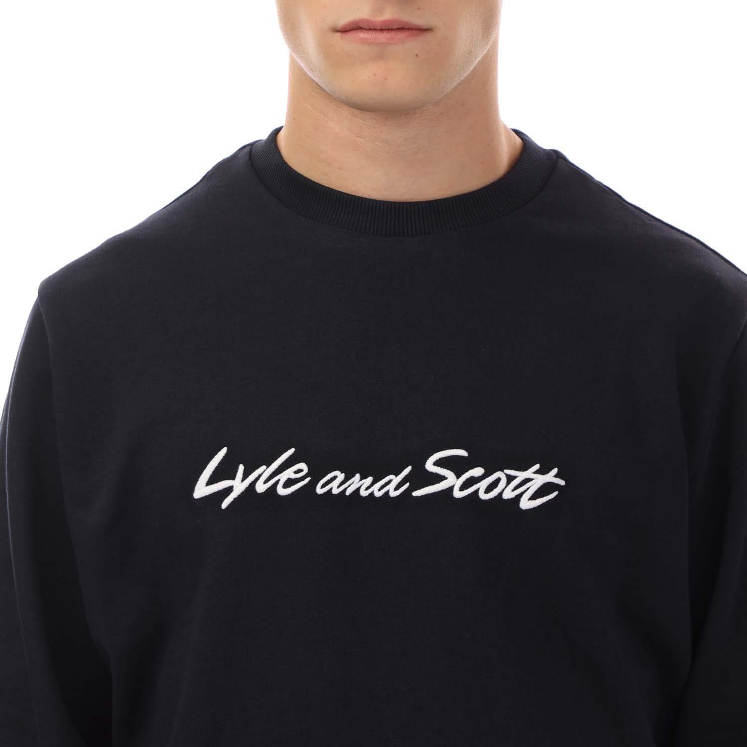 Navy-White - Lyle and Scott - Script Sweatshirt - 2