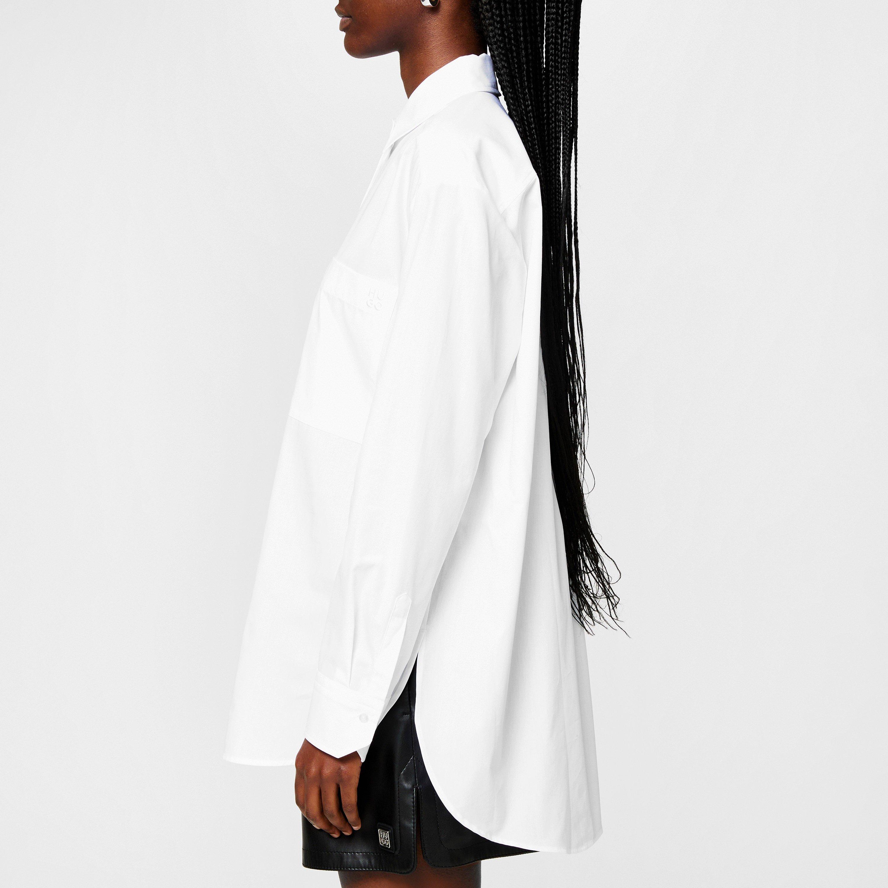 White - Hugo - Women's Oversize Long-Sleeve Plain Shirt - 2