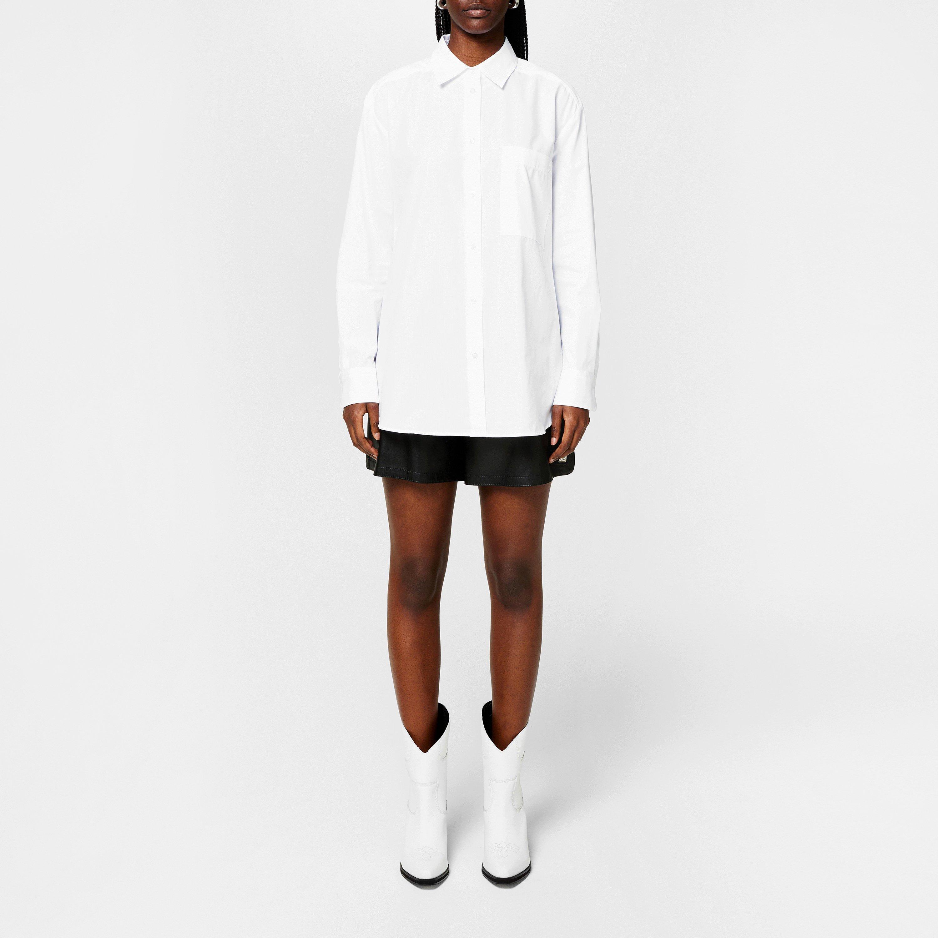 White - Hugo - Women's Oversize Long-Sleeve Plain Shirt - 4