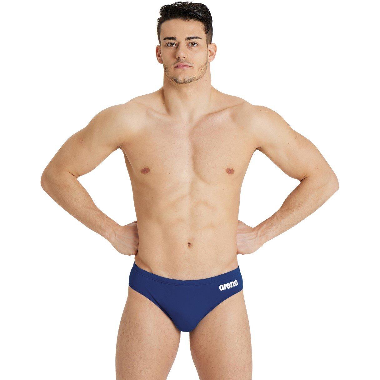 Navy/White - Arena - Mens Solid Team Swim Briefs - 3