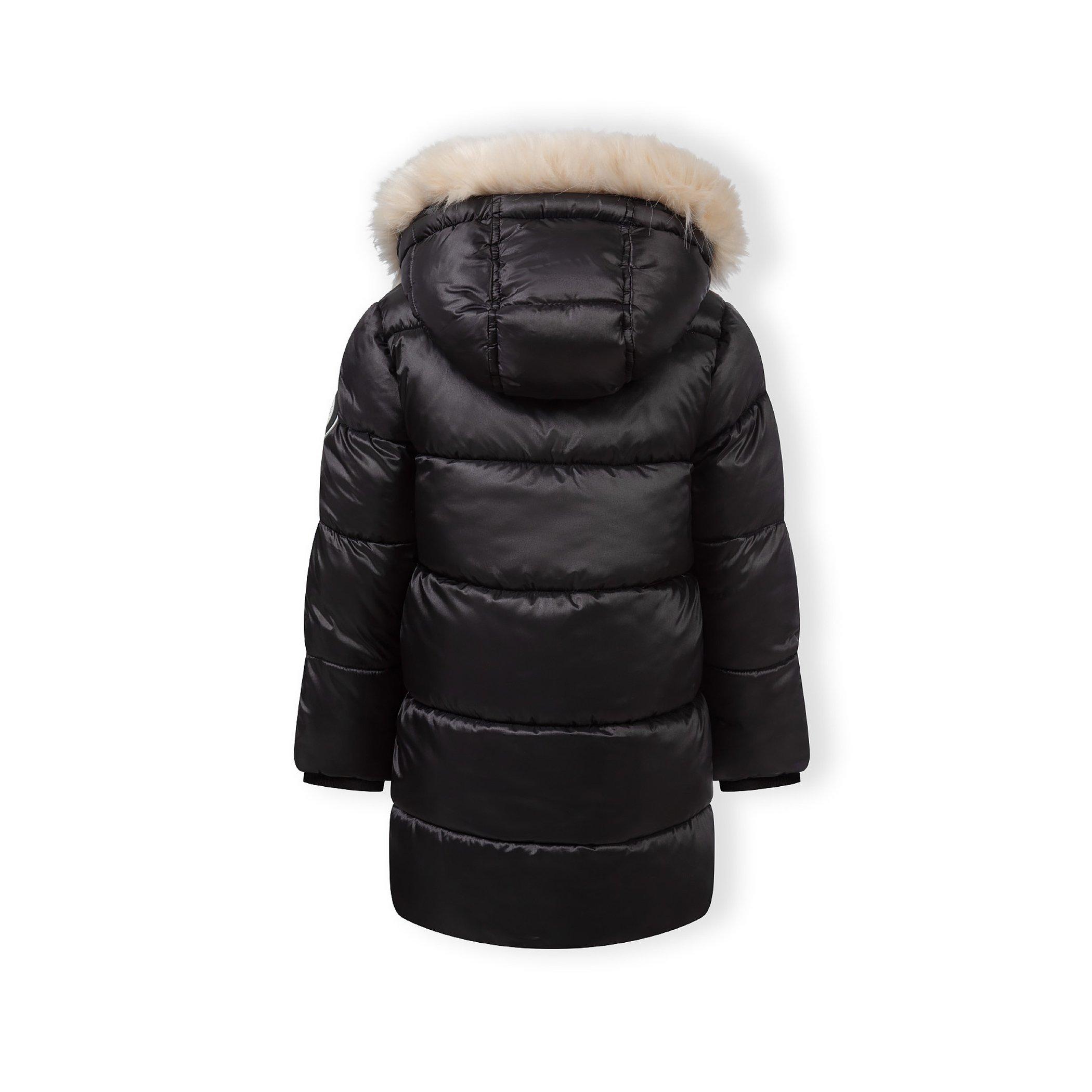 Black - Minoti - Girls long quilted winter coat hood black - 4
