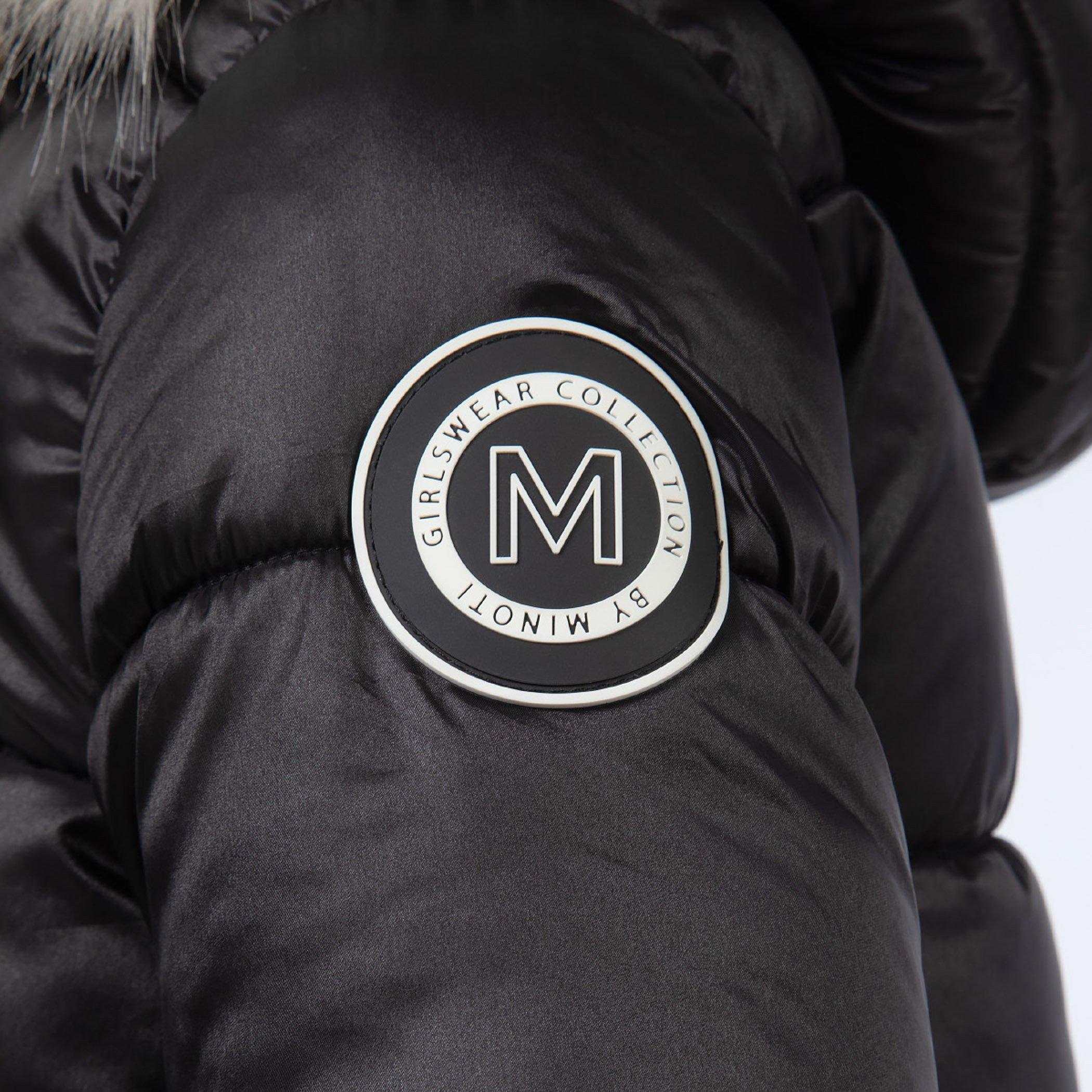 Black - Minoti - Girls long quilted winter coat hood black - 7