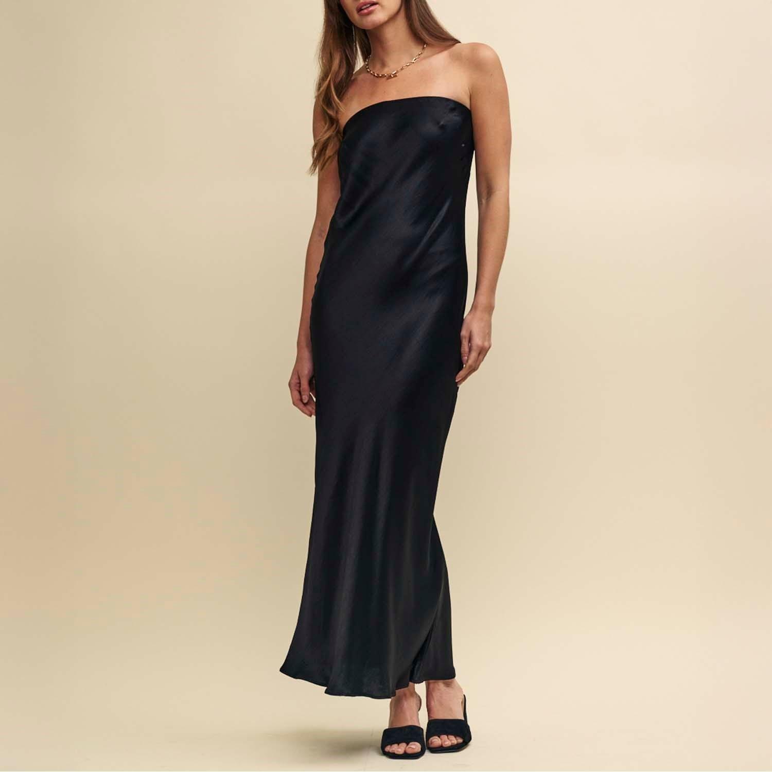 Blue - Nobodys Child - Madeline Satin Bandeau Midi Dress - 1