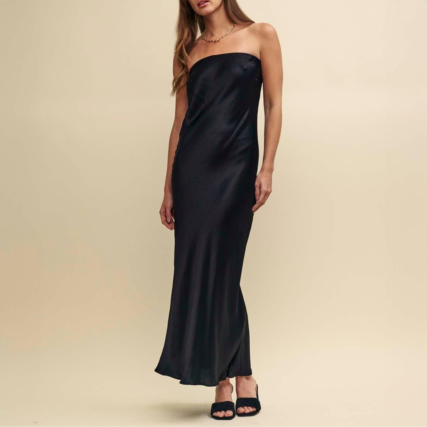 Blue - Nobodys Child - Madeline Satin Bandeau Midi Dress - 5