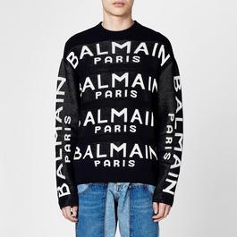 Balmain Logo Intarsia Knitted Jumper