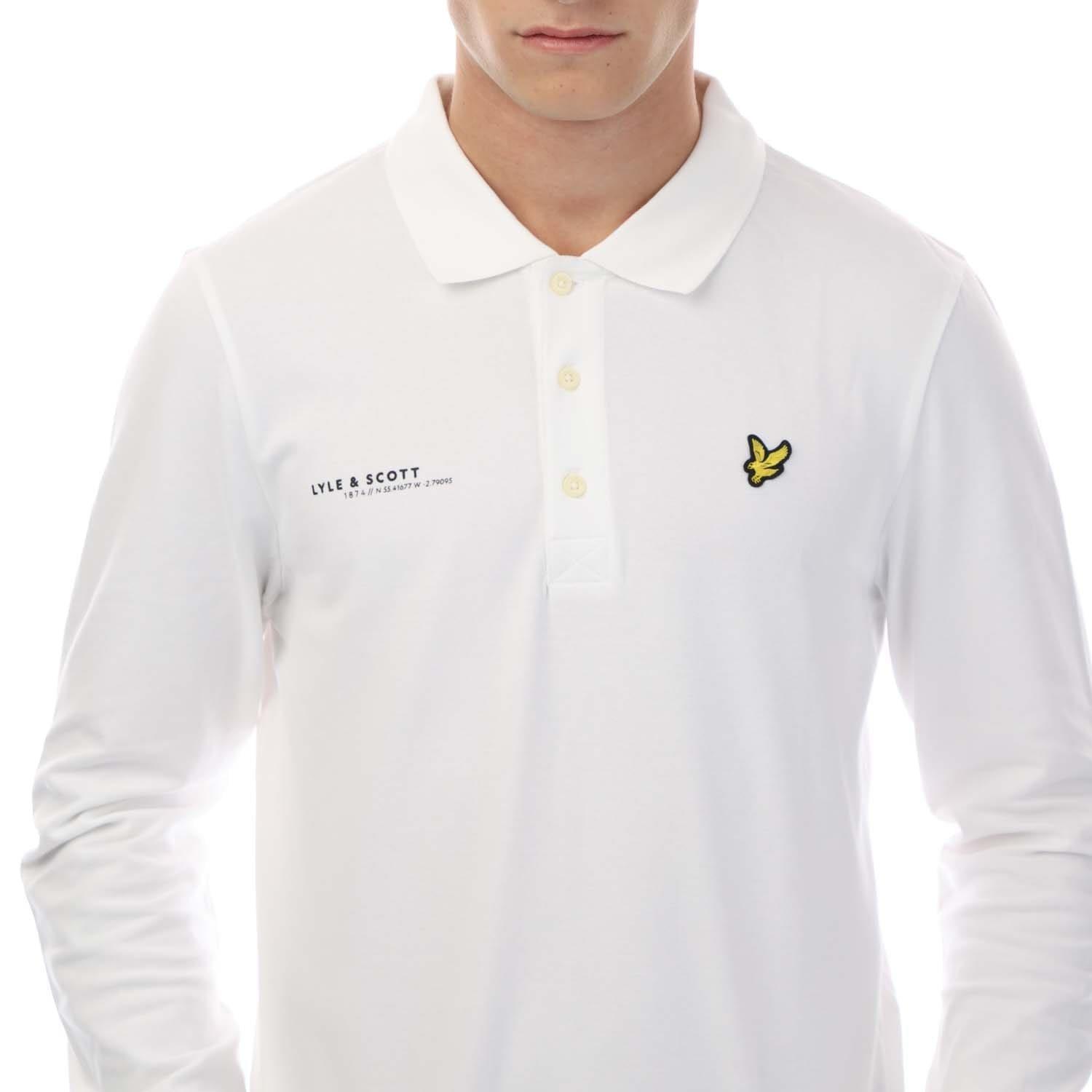 White - Lyle and Scott - Co-Ordinate Print Long Sleeve Polo Shirt - 3