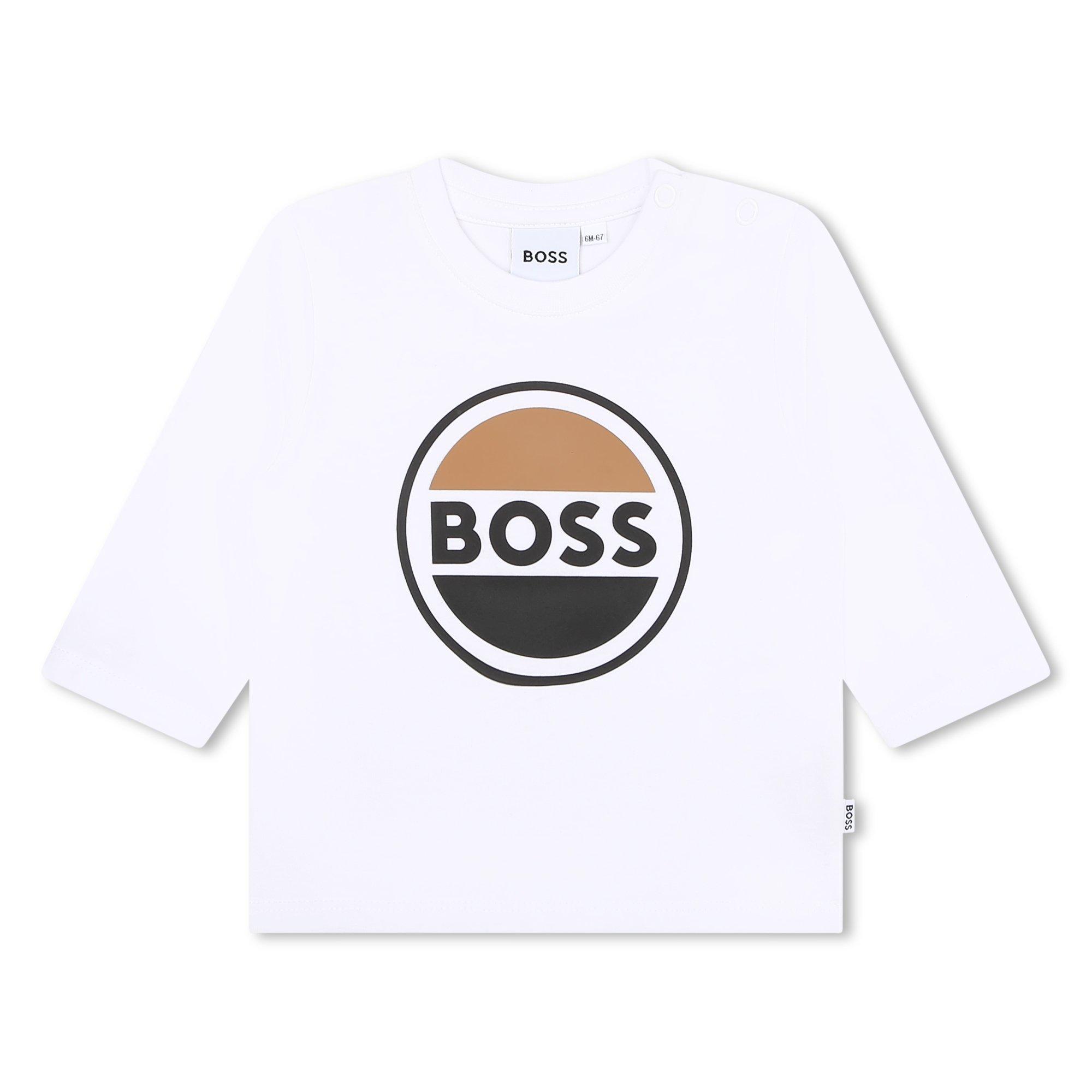 White 10P - Boss - Kids Long-Sleeve Logo Design T-Shirt - 1