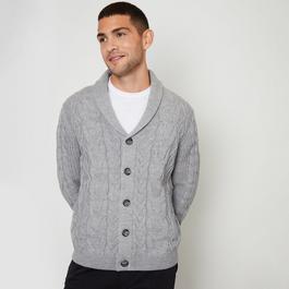 Threadbare Cable Knit Shawl Collar Cardigan With Wool