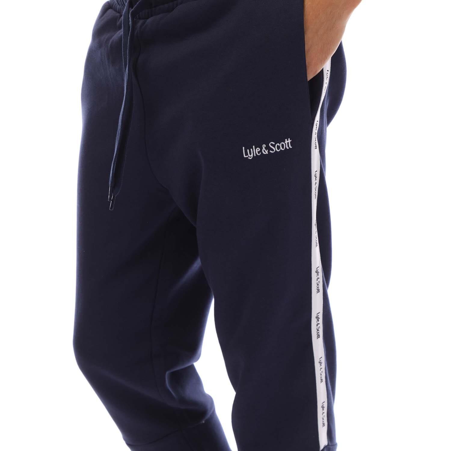 Navy - Lyle and Scott - Tape Joggers - 3