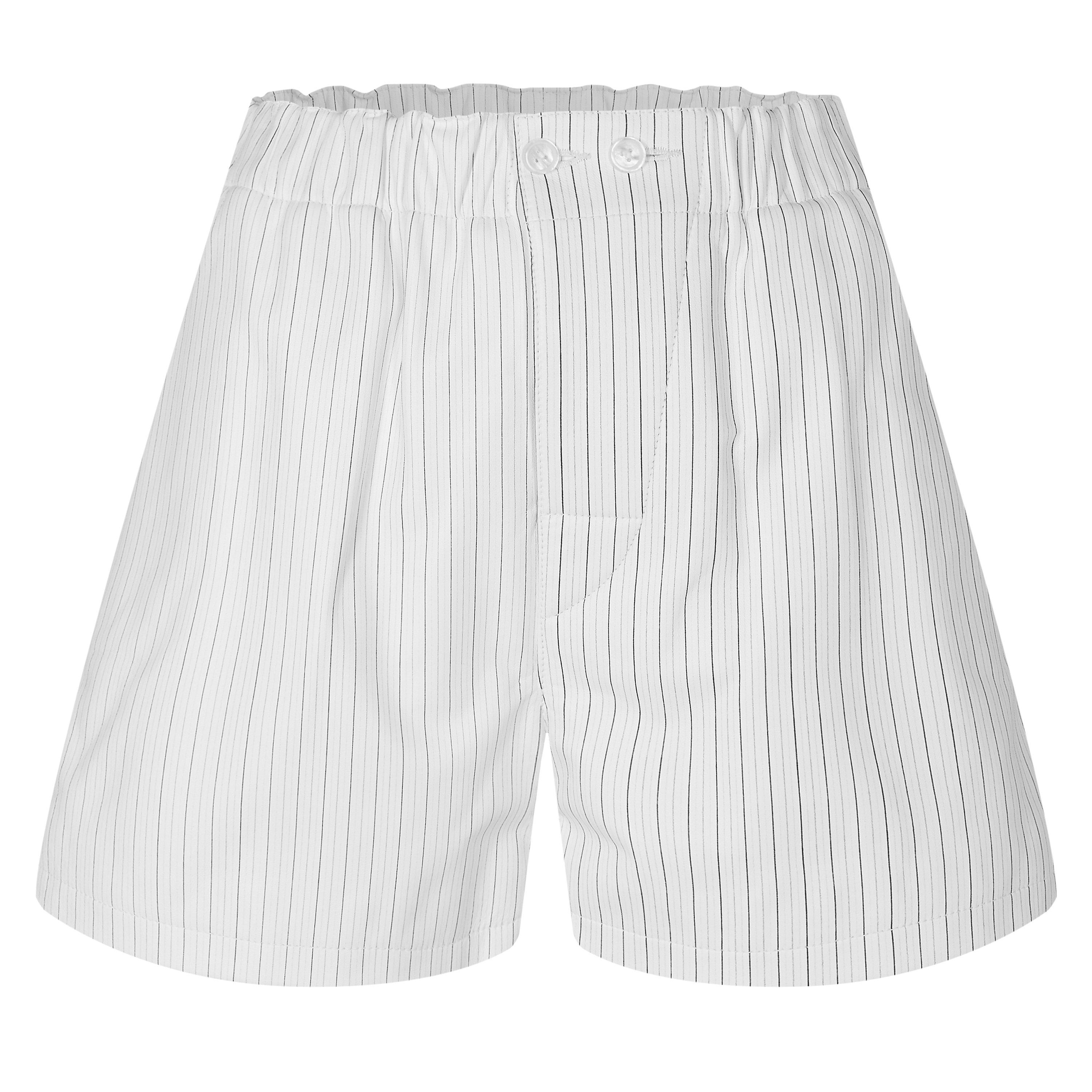White/Grey - Bottega Veneta - Women's Stripe Leather Shorts - 1